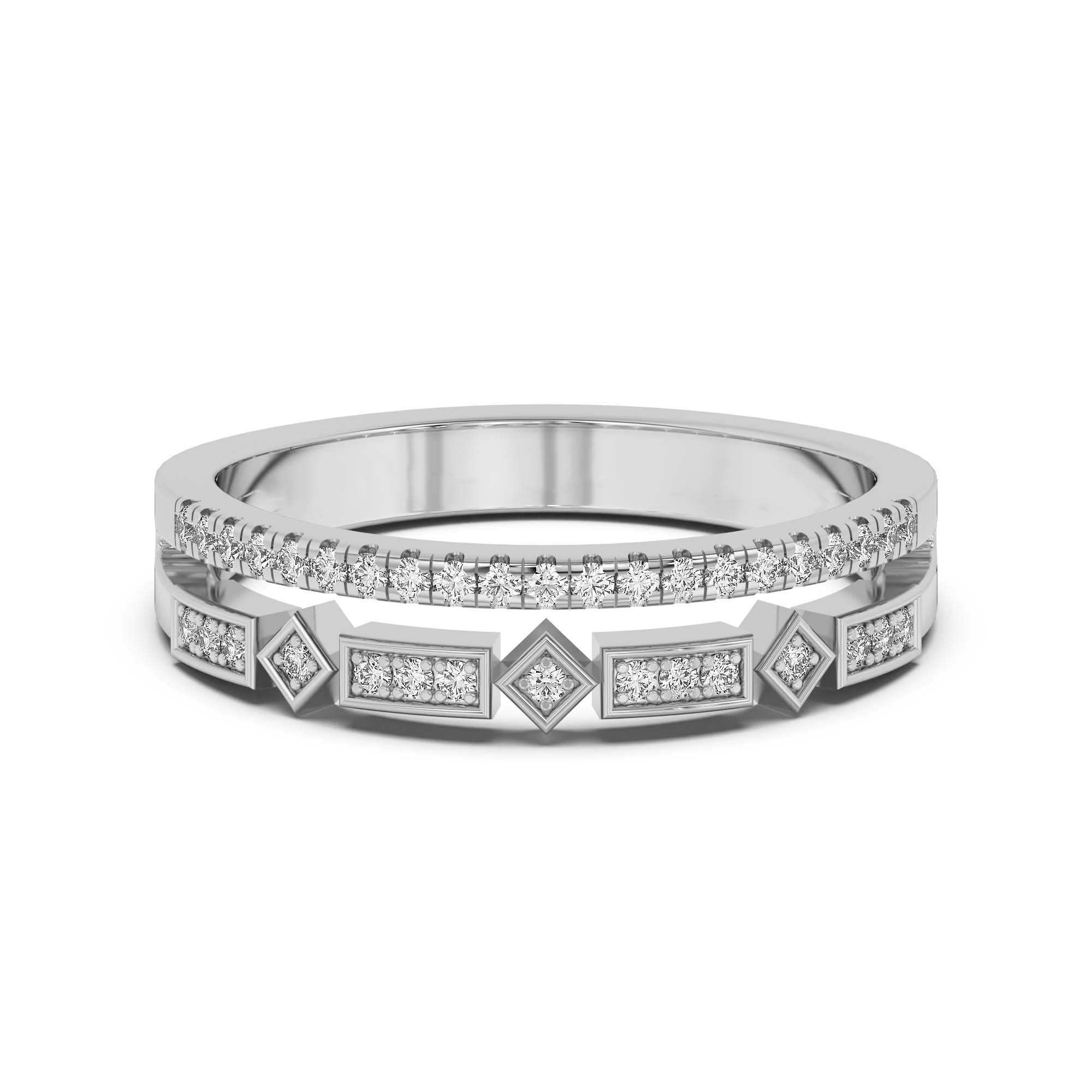 Double Row Fashion Wedding Band