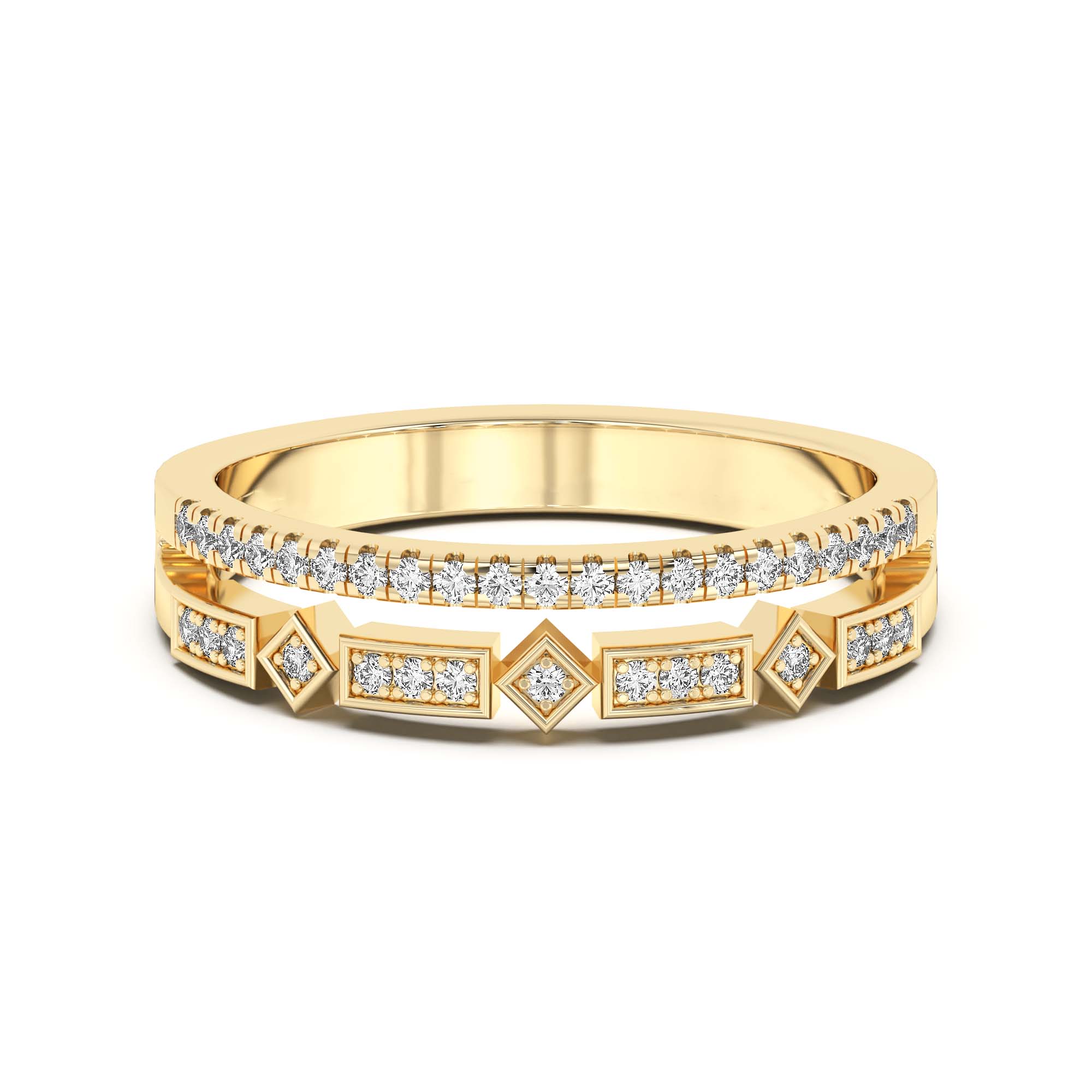 Double Row Fashion Wedding Band