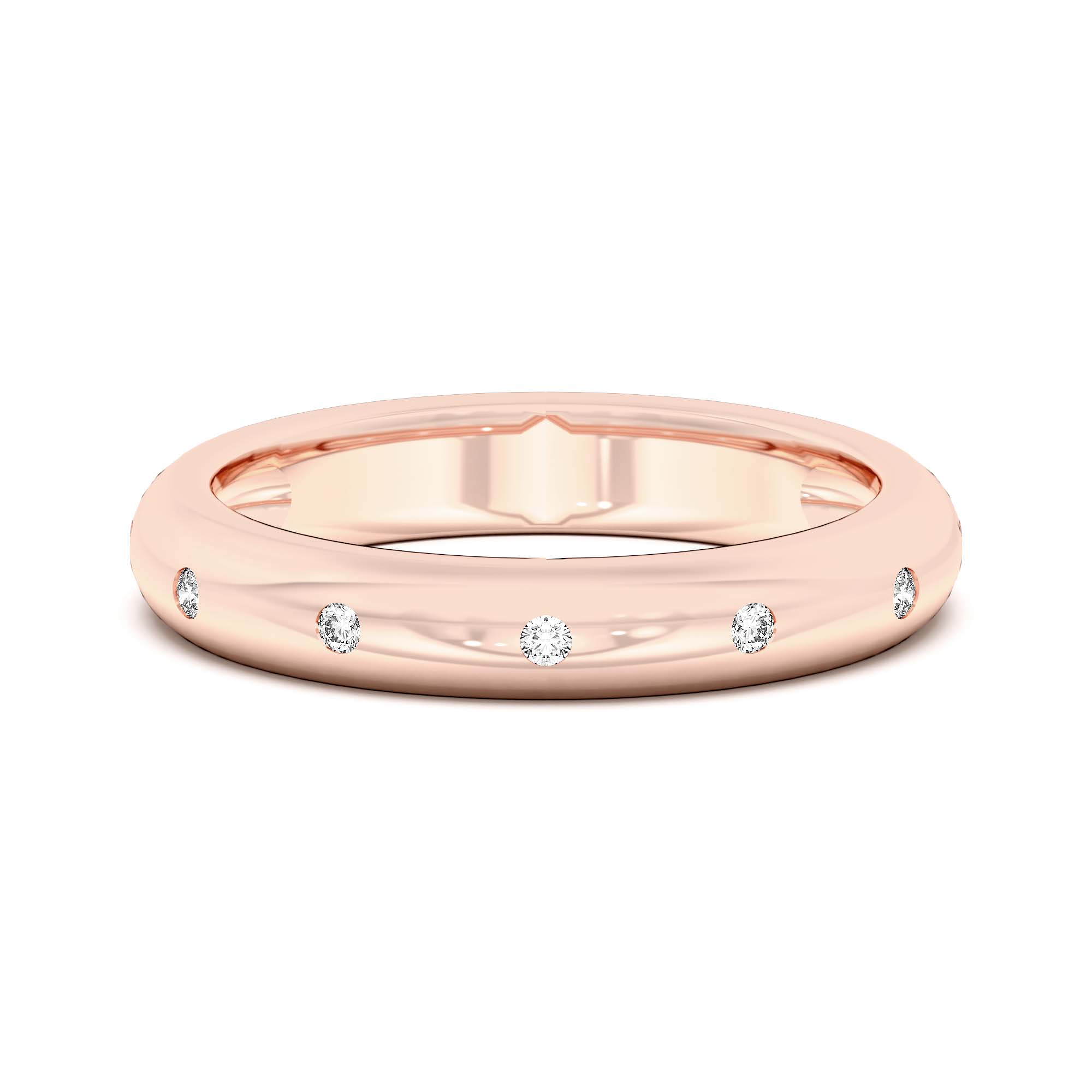 Petite Dome Accented Wedding Band