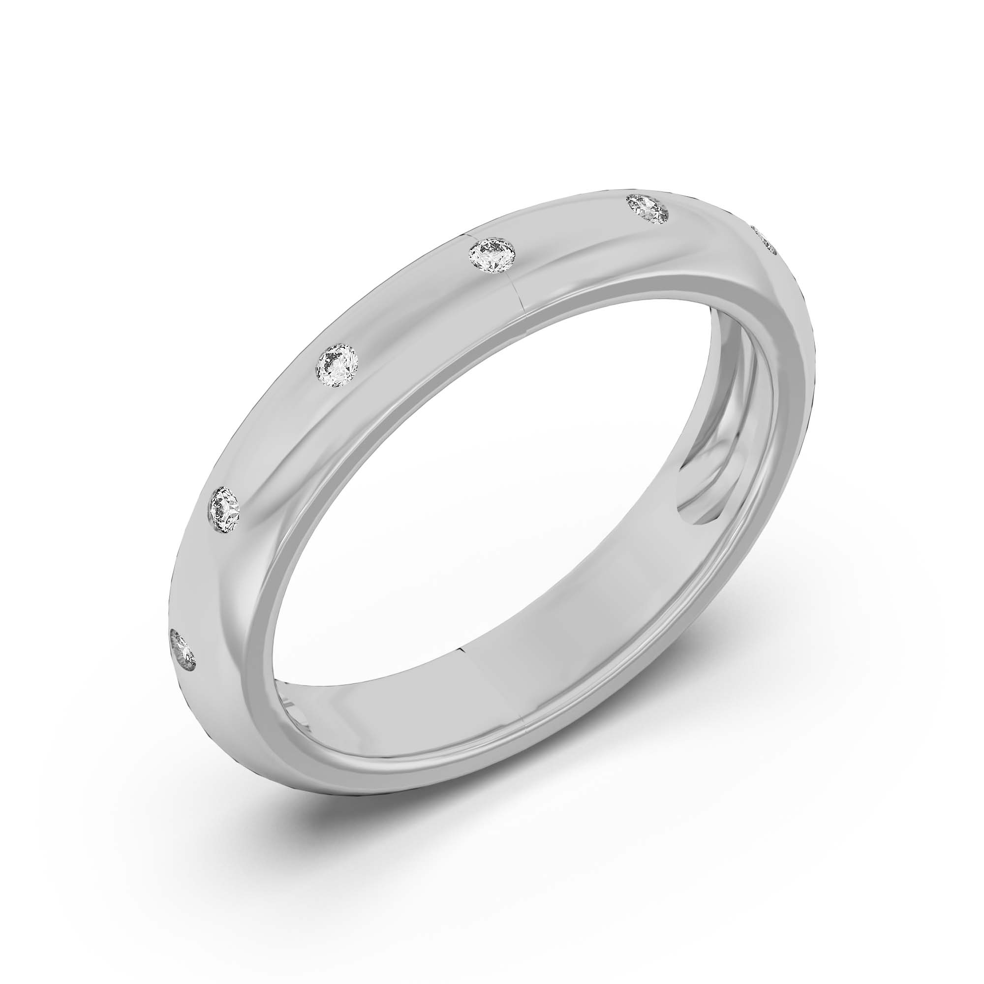 Petite Dome Accented Wedding Band