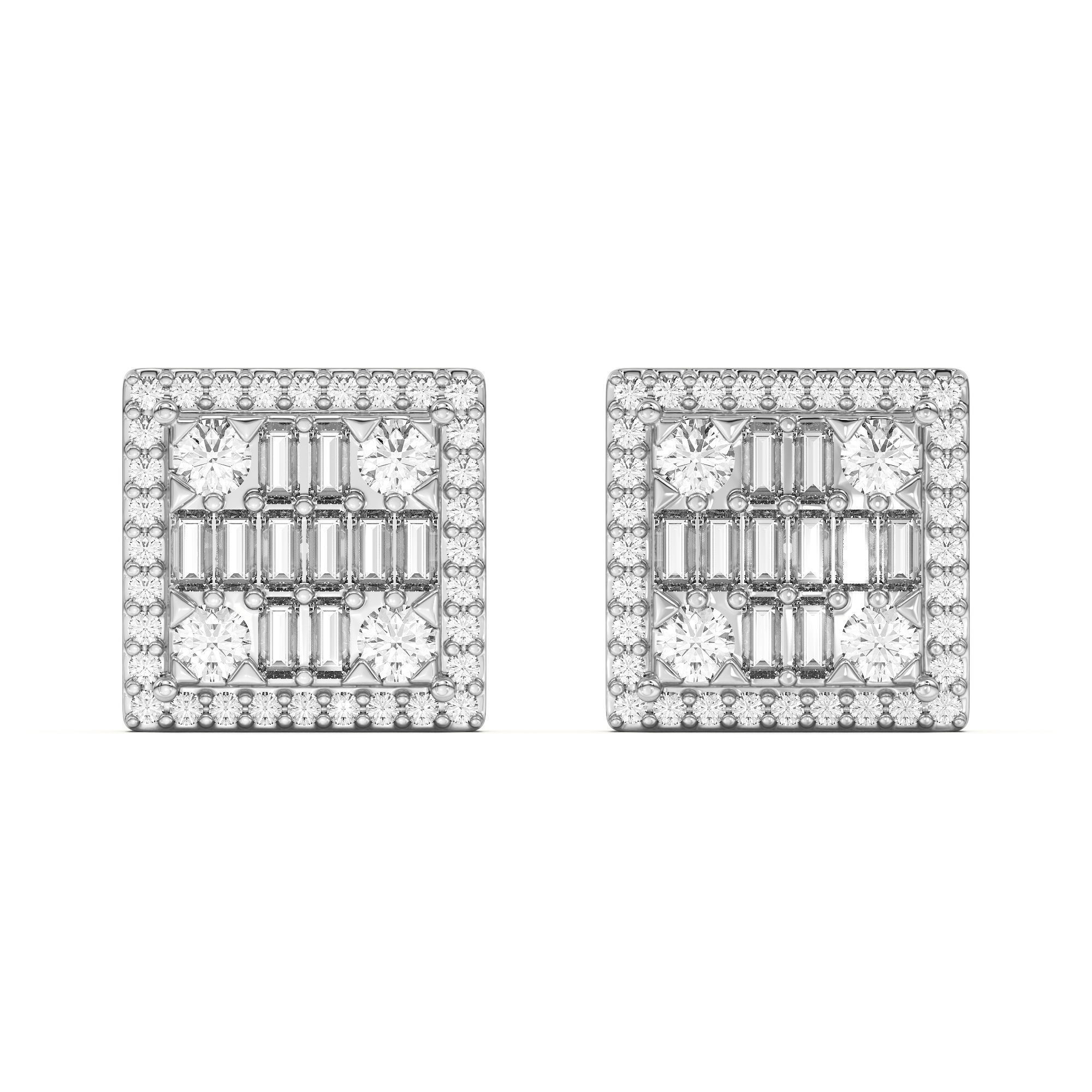 Men's Square Stud Earrings