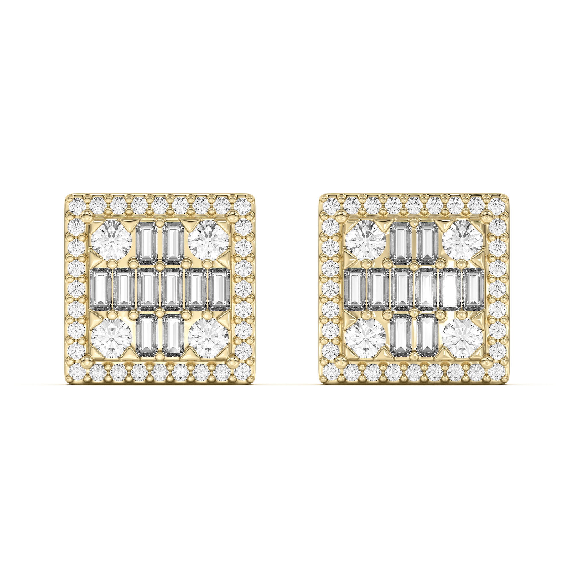 Men's Square Stud Earrings