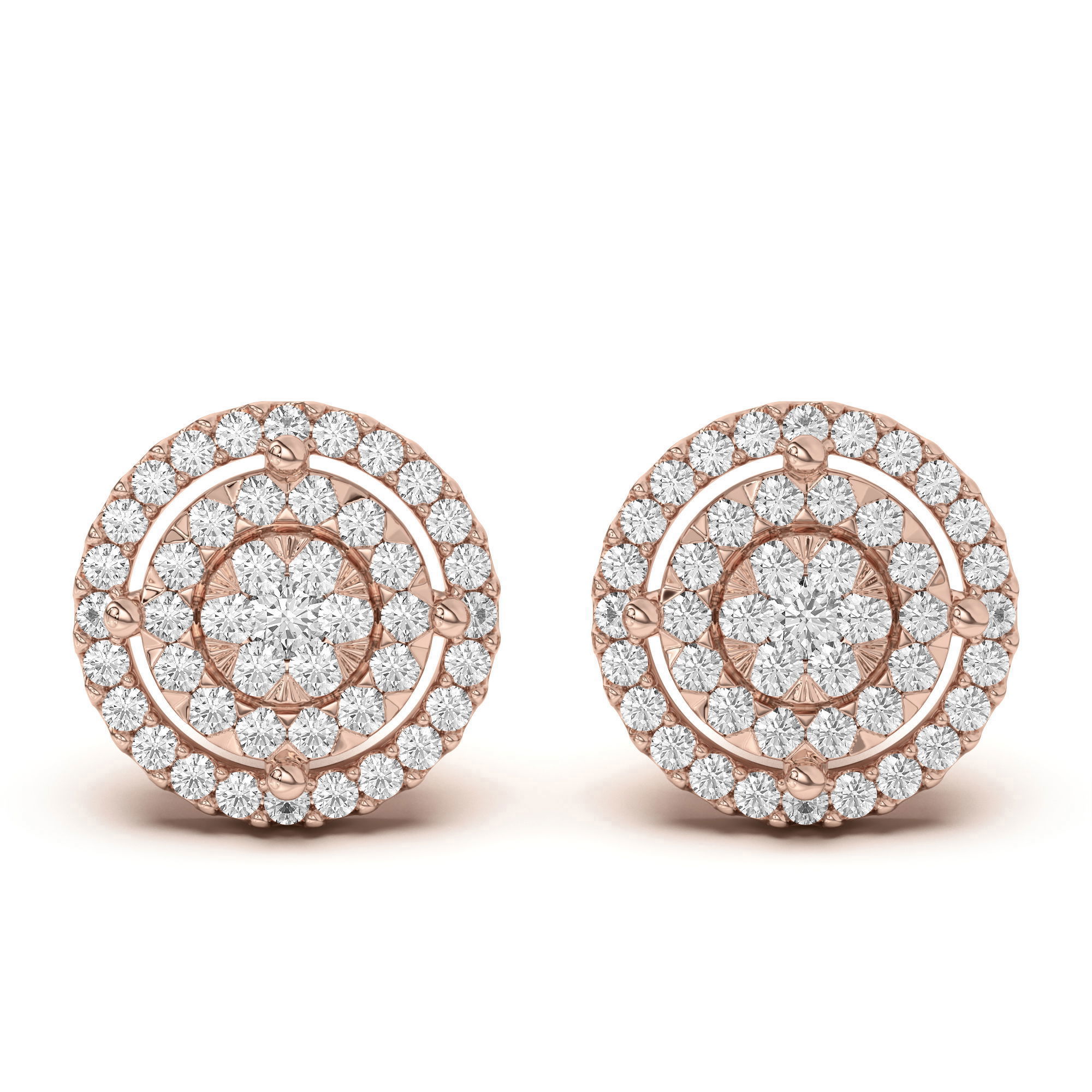 Men's Round Shaped Cluster Stud Earrings Diamond Nexus Alternative