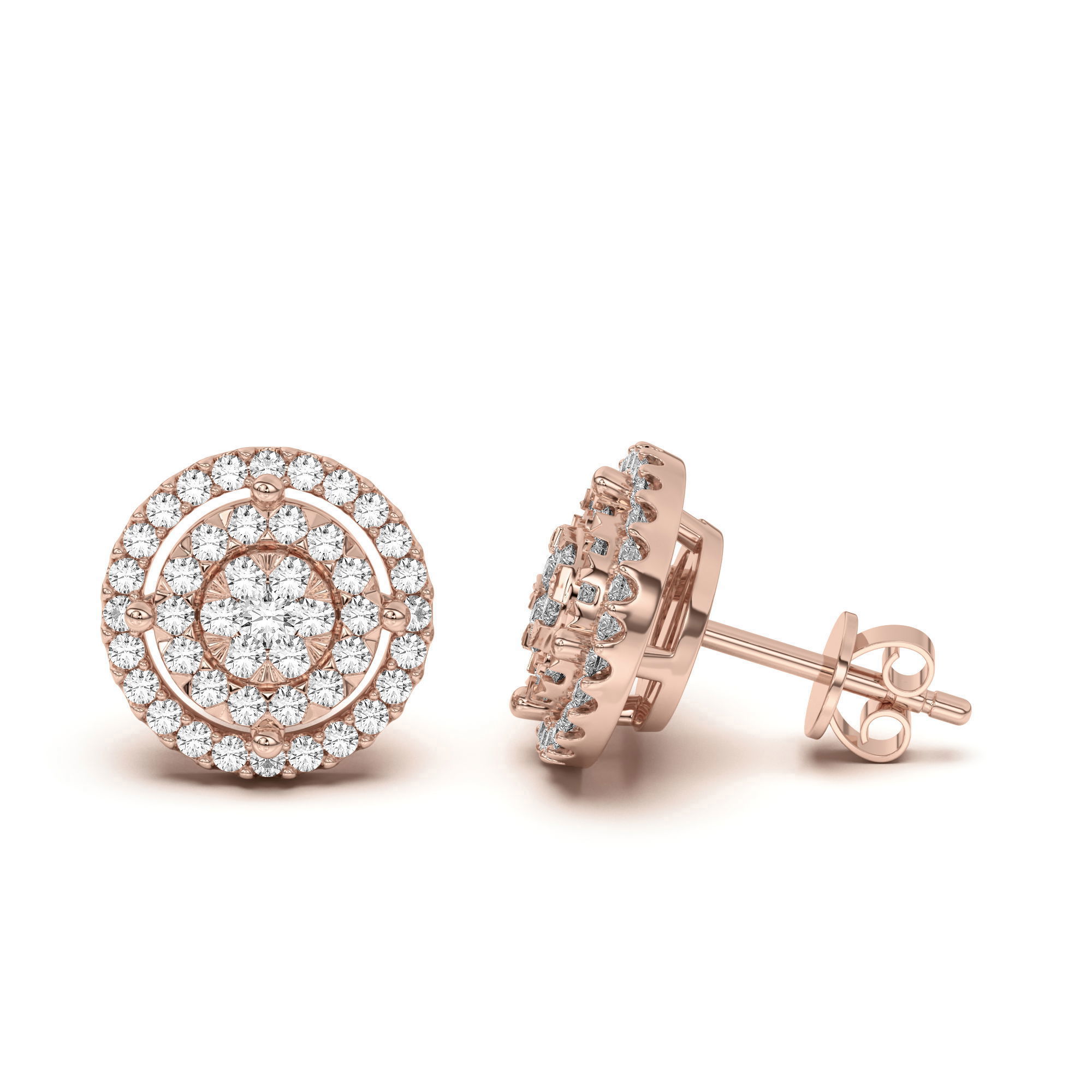 Men's Round Shaped Cluster Stud Earrings Diamond Nexus Alternative