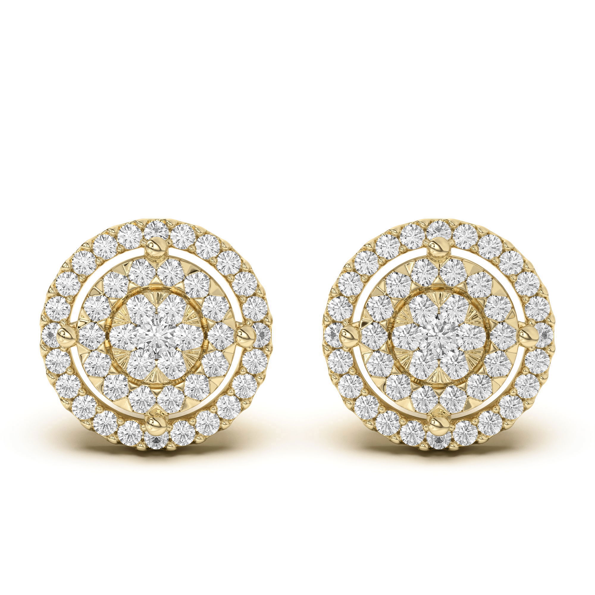 Men's Round Shaped Cluster Stud Earrings