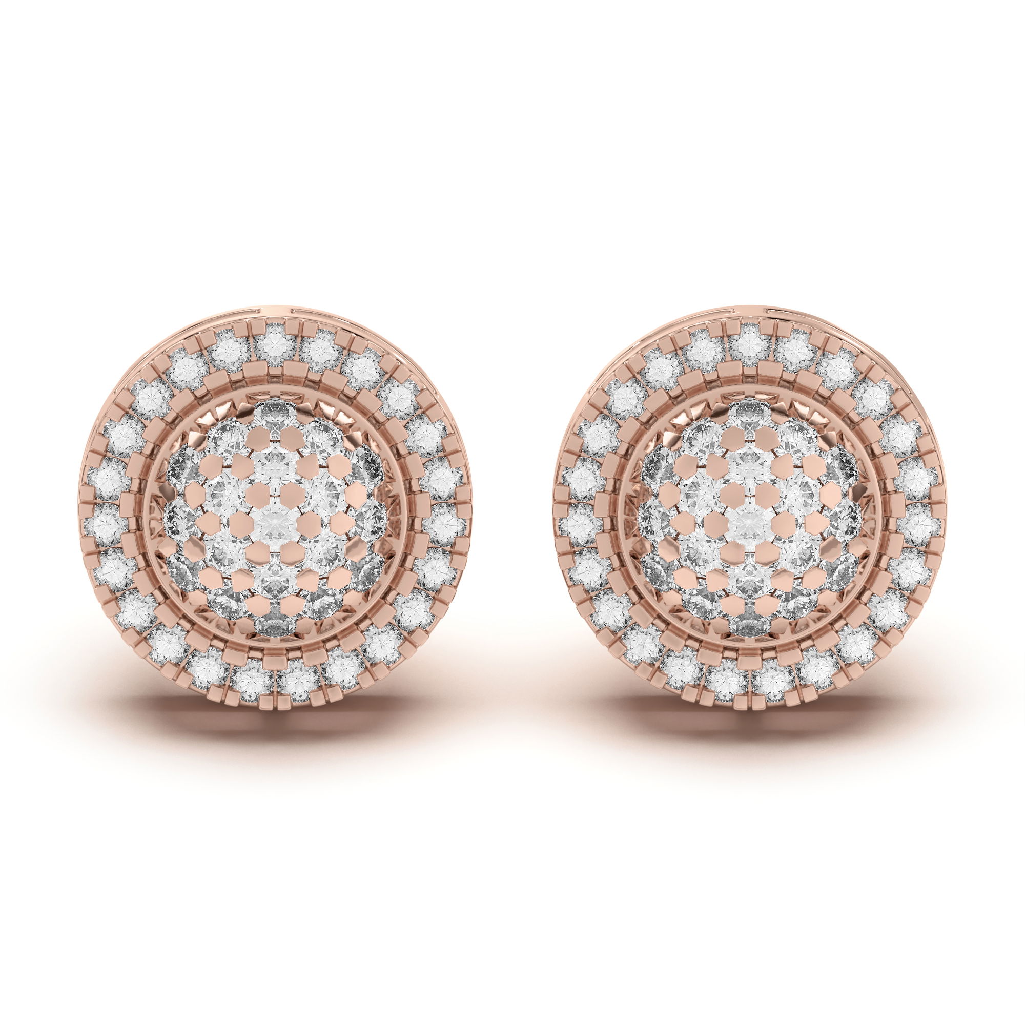Men's Pave Set Round Stud Earrings