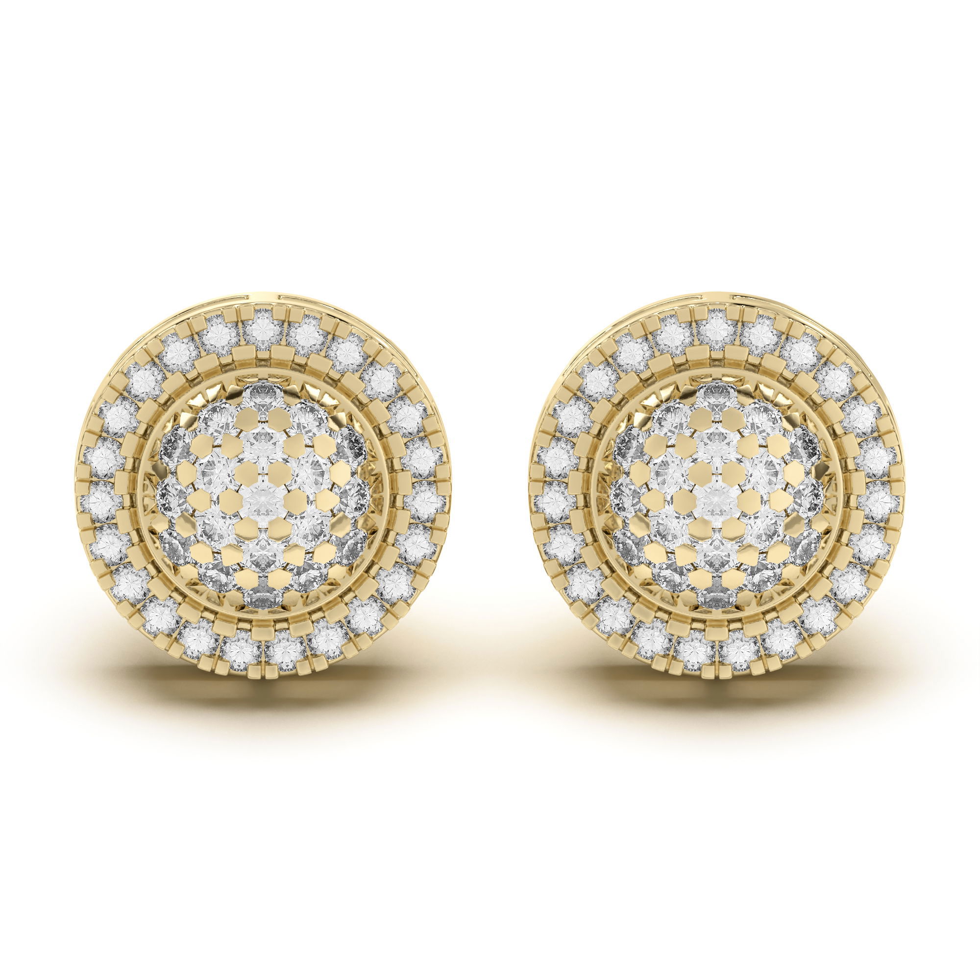 Men's Pave Set Round Stud Earrings