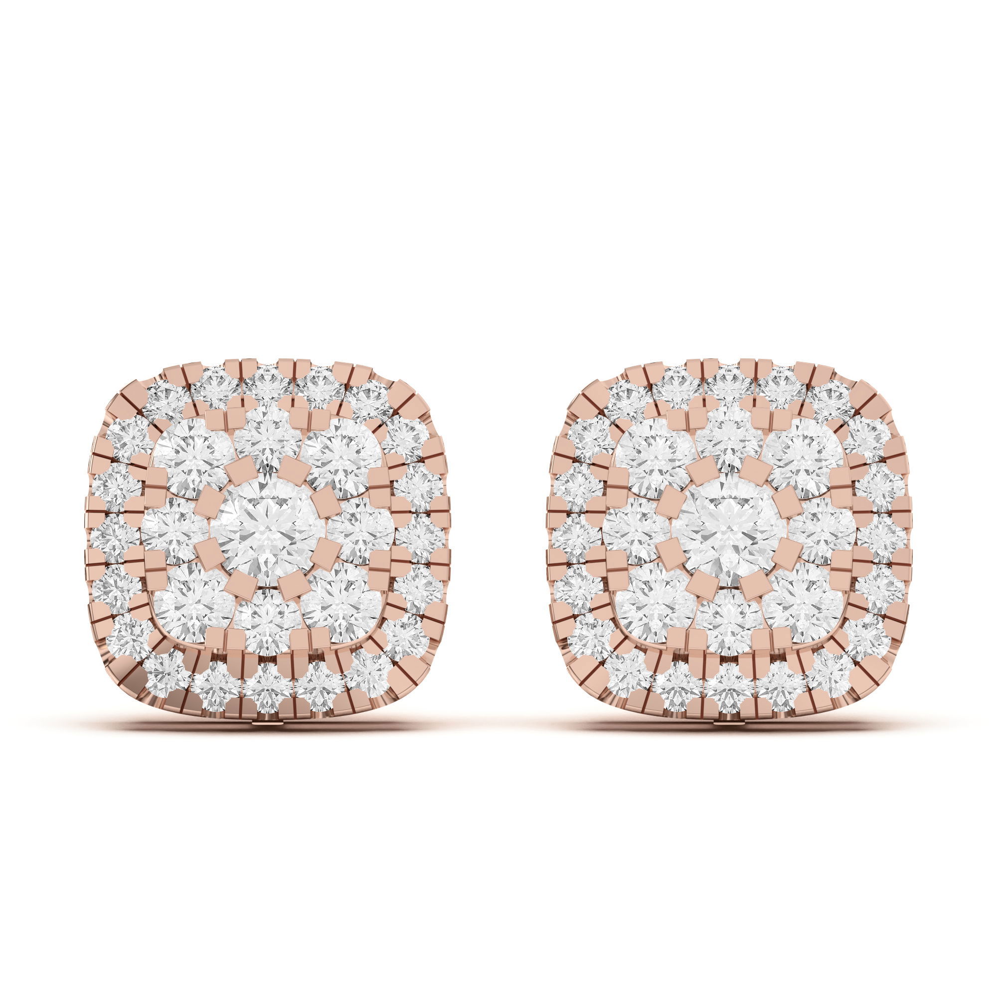 Men's Cushion Shaped Stud Earrings