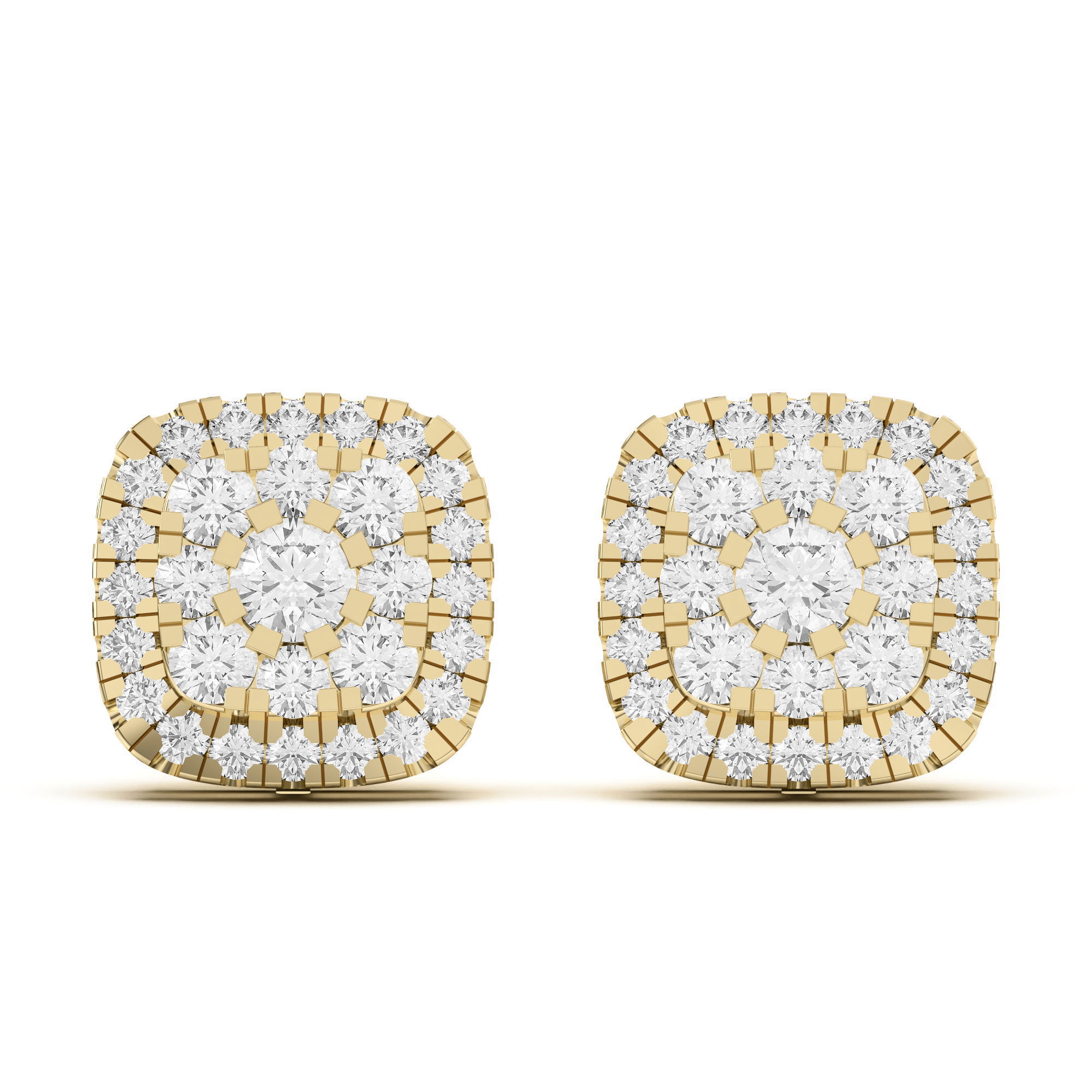 Men's Cushion Shaped Stud Earrings