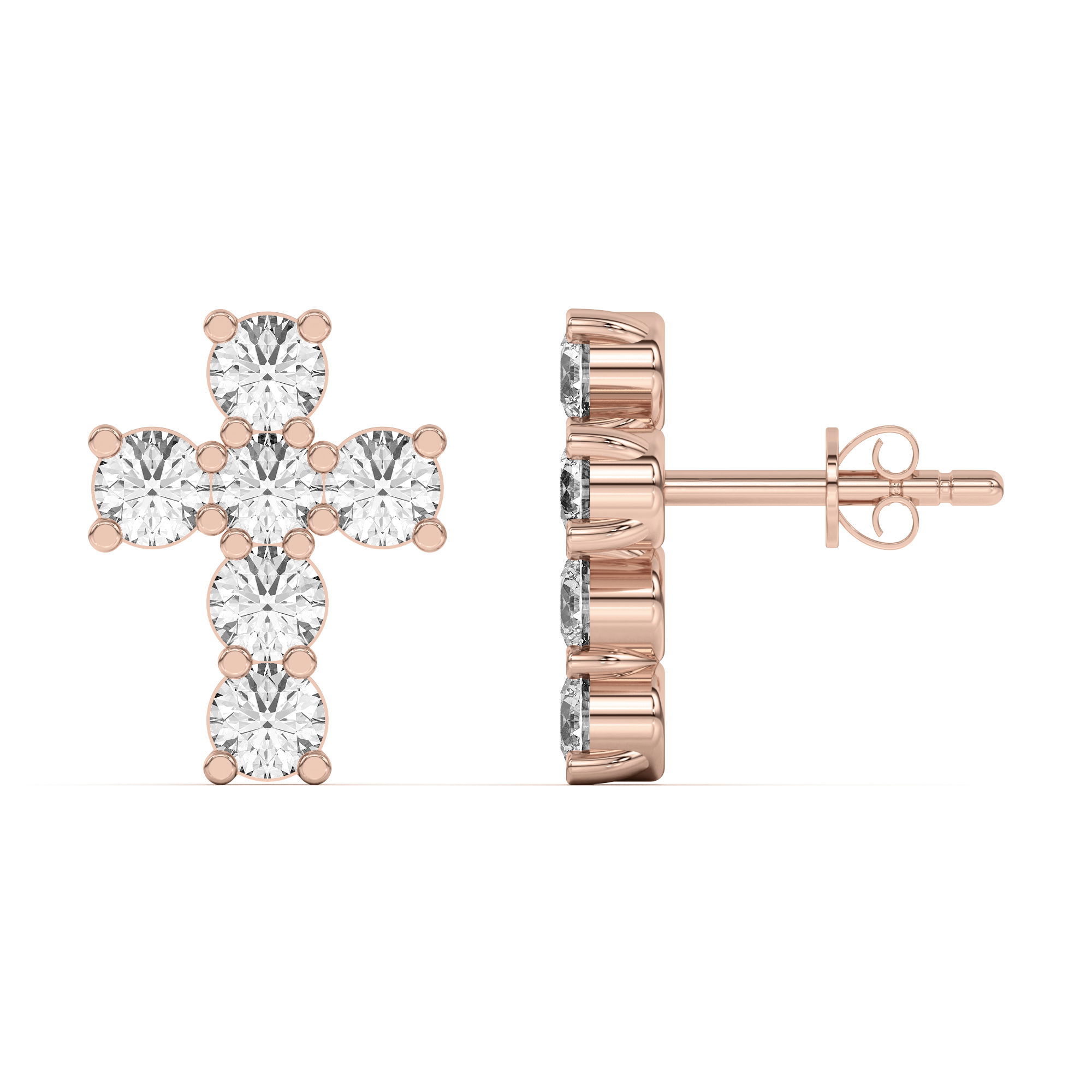 Men's Cross Stud Earrings Nexus Diamond Alternative Diamond Nexus Alternative
