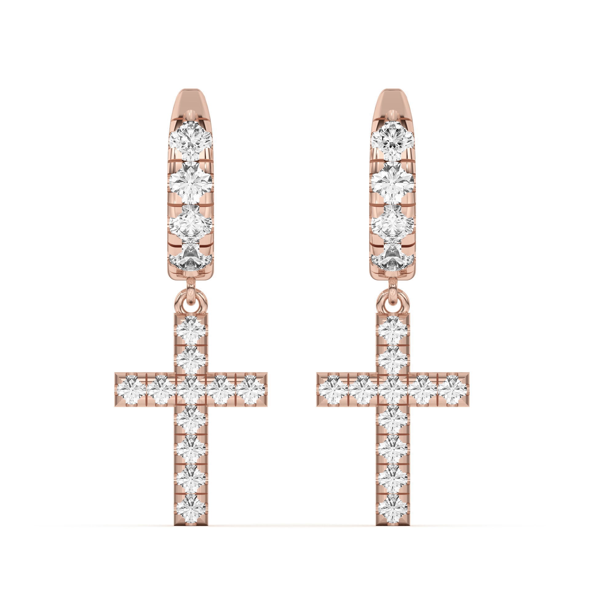 Men's Cross Dangle Hoop Earrings