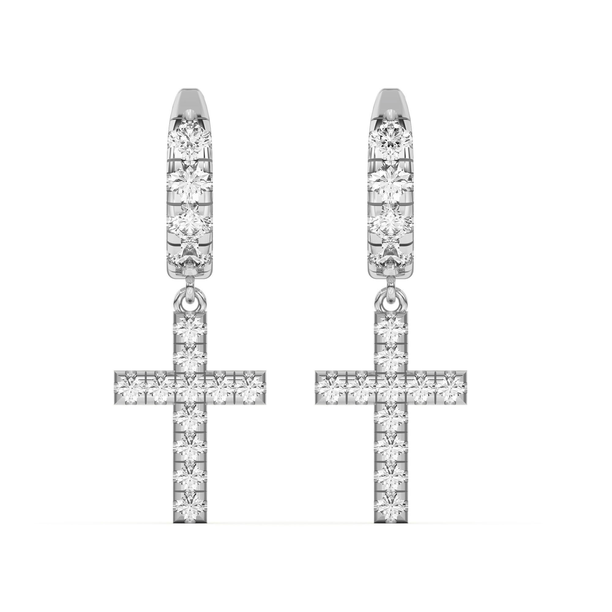 Men's Cross Dangle Hoop Earrings