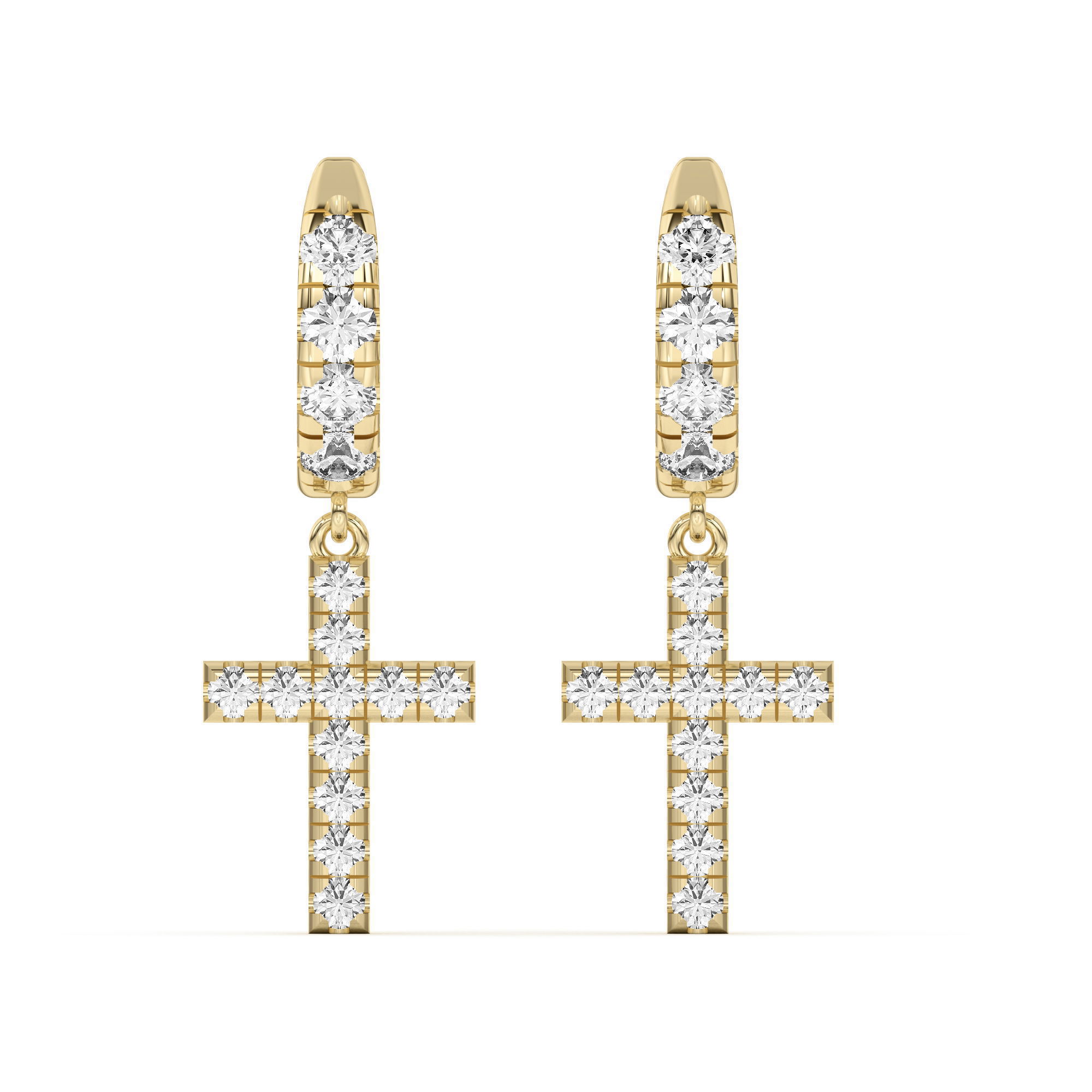 Men's Cross Dangle Hoop Earrings