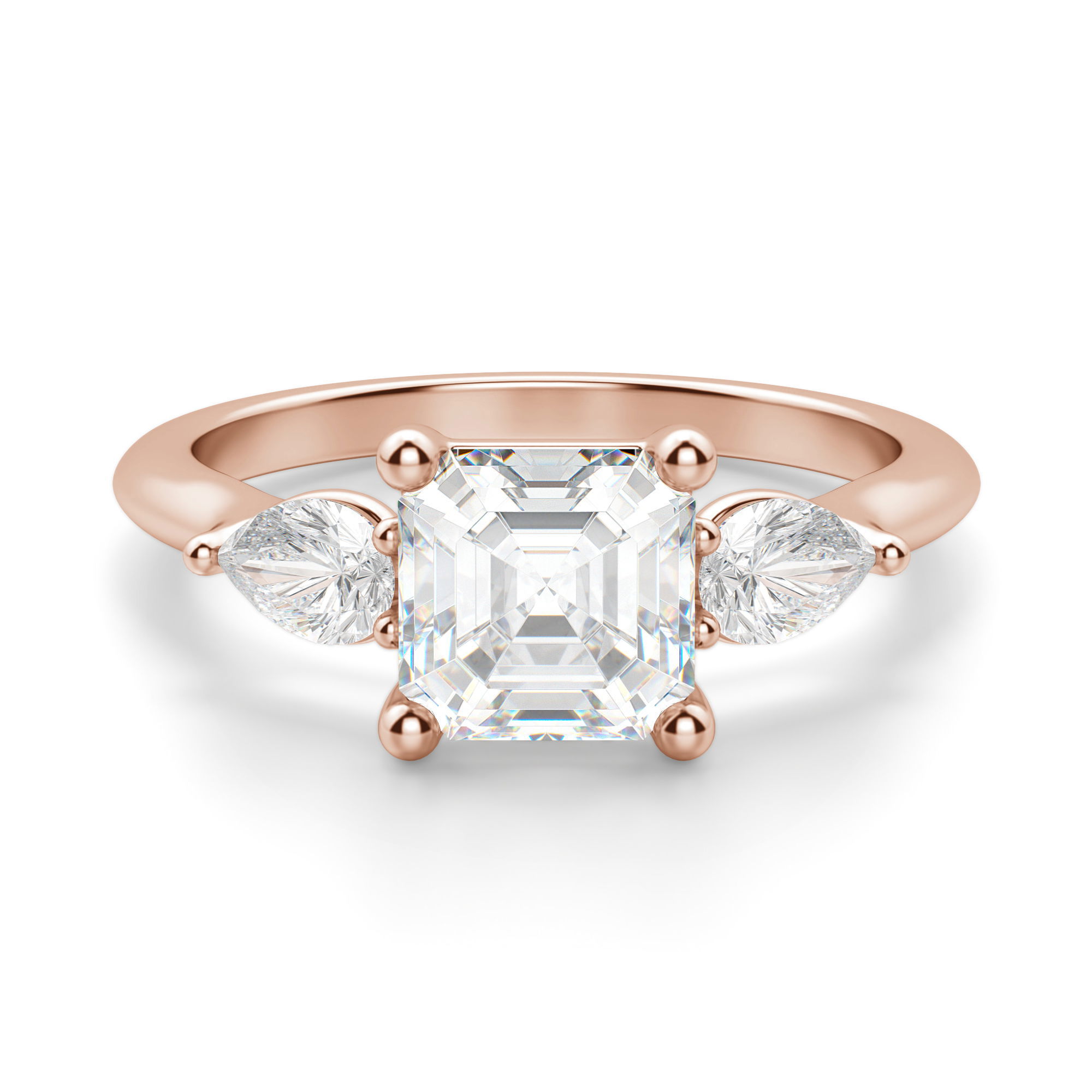 Pear Side Stone Classic Asscher Cut Engagement Ring