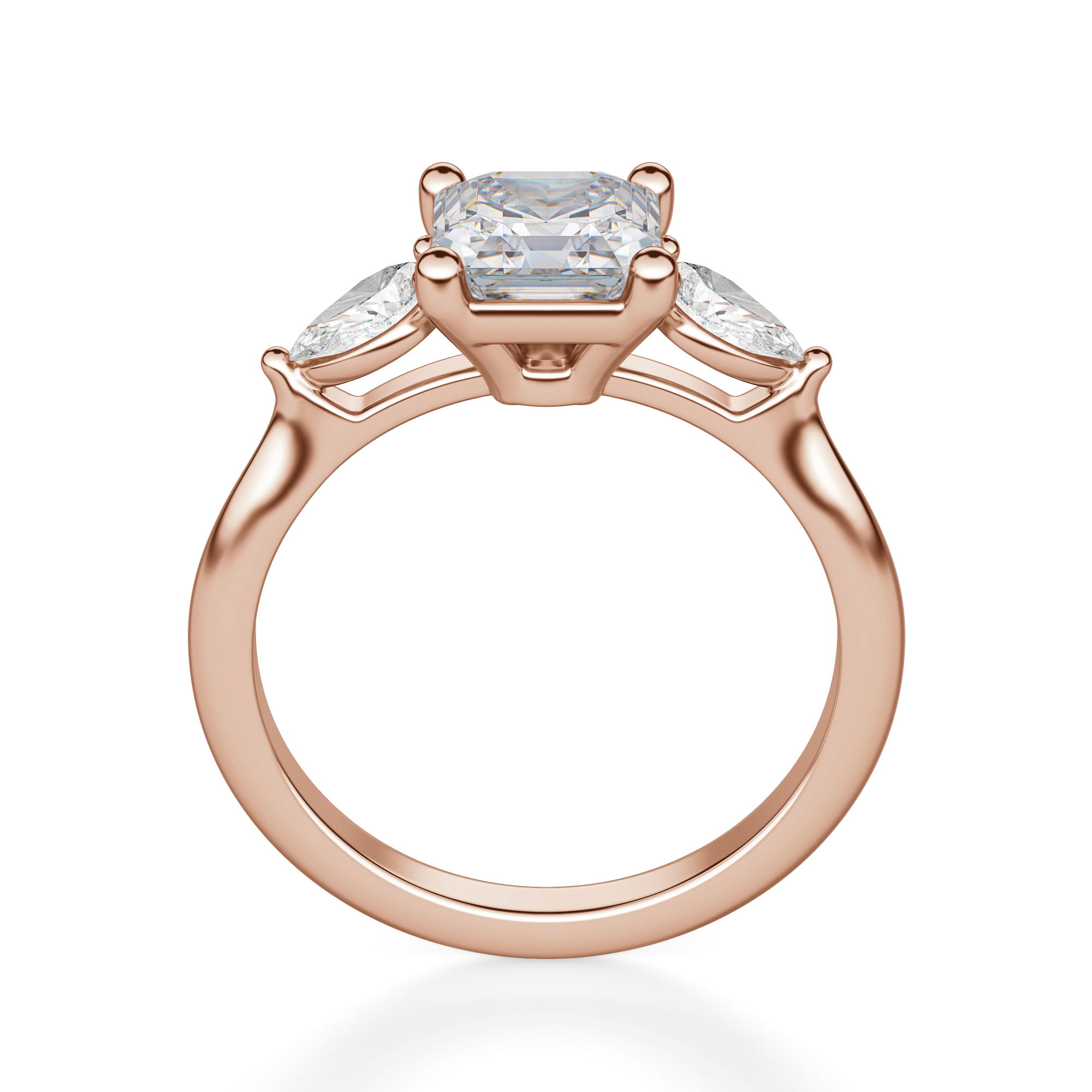 Pear Side Stone Classic Asscher Cut Engagement Ring