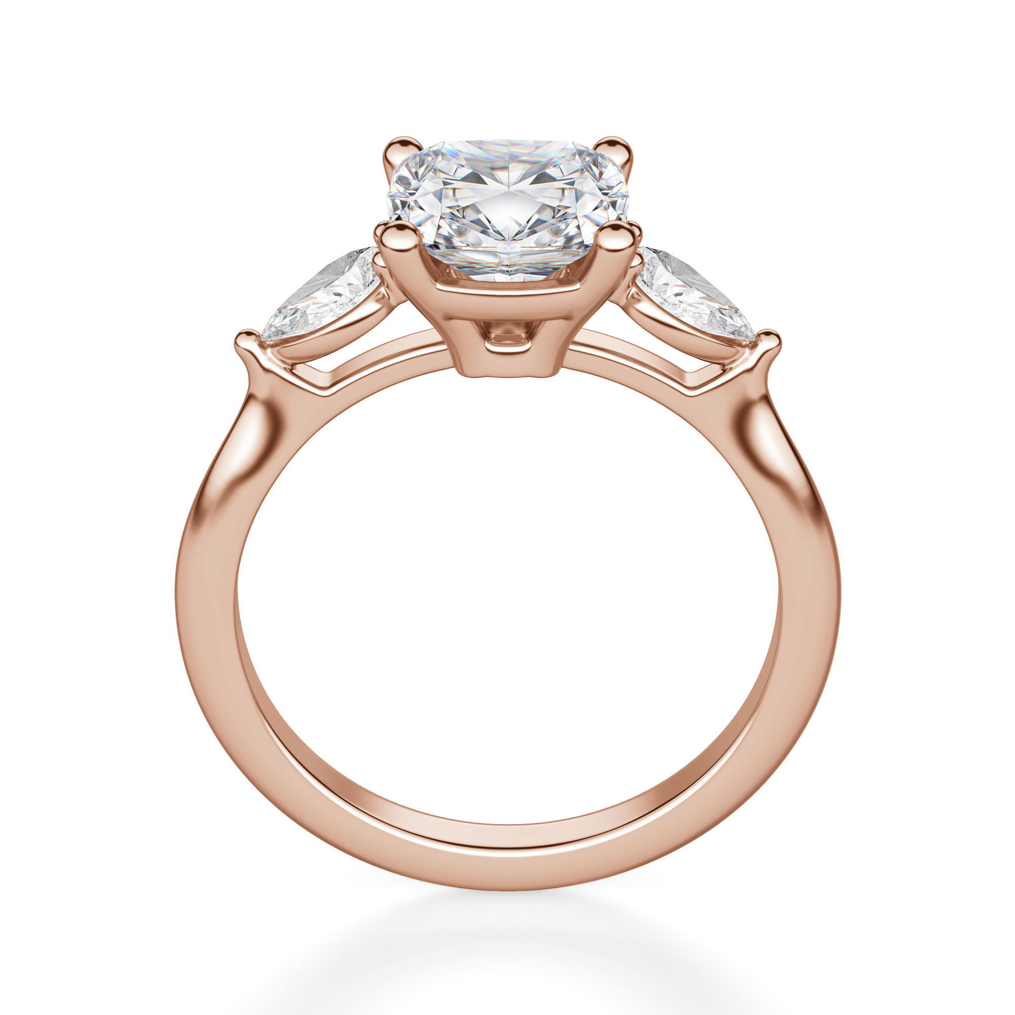 Pear Side Stone Classic Cushion Cut Engagement Ring