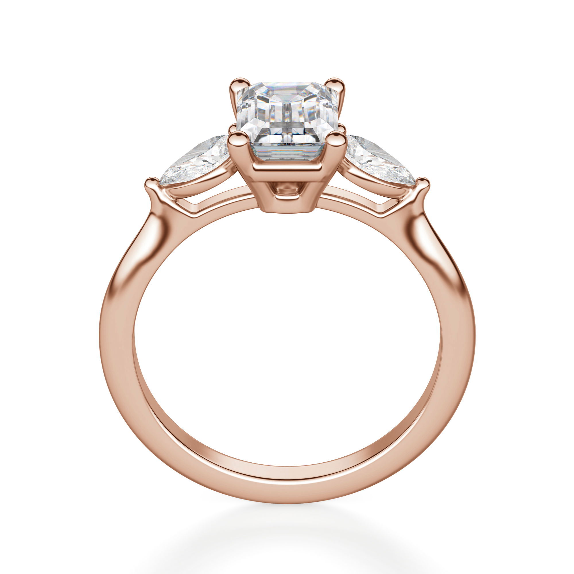 Pear Side Stone Classic Emerald Cut Engagement Ring