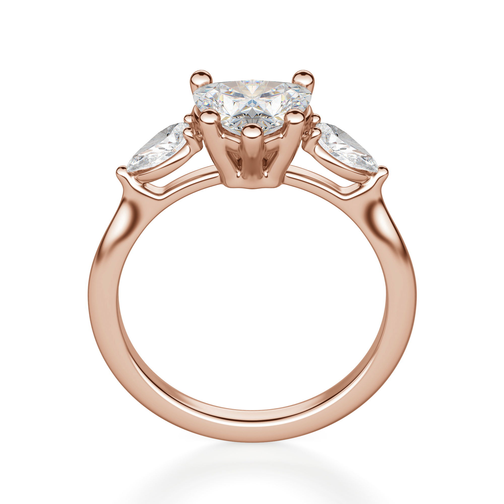 Pear Side Stone Classic Heart Cut Engagement Ring