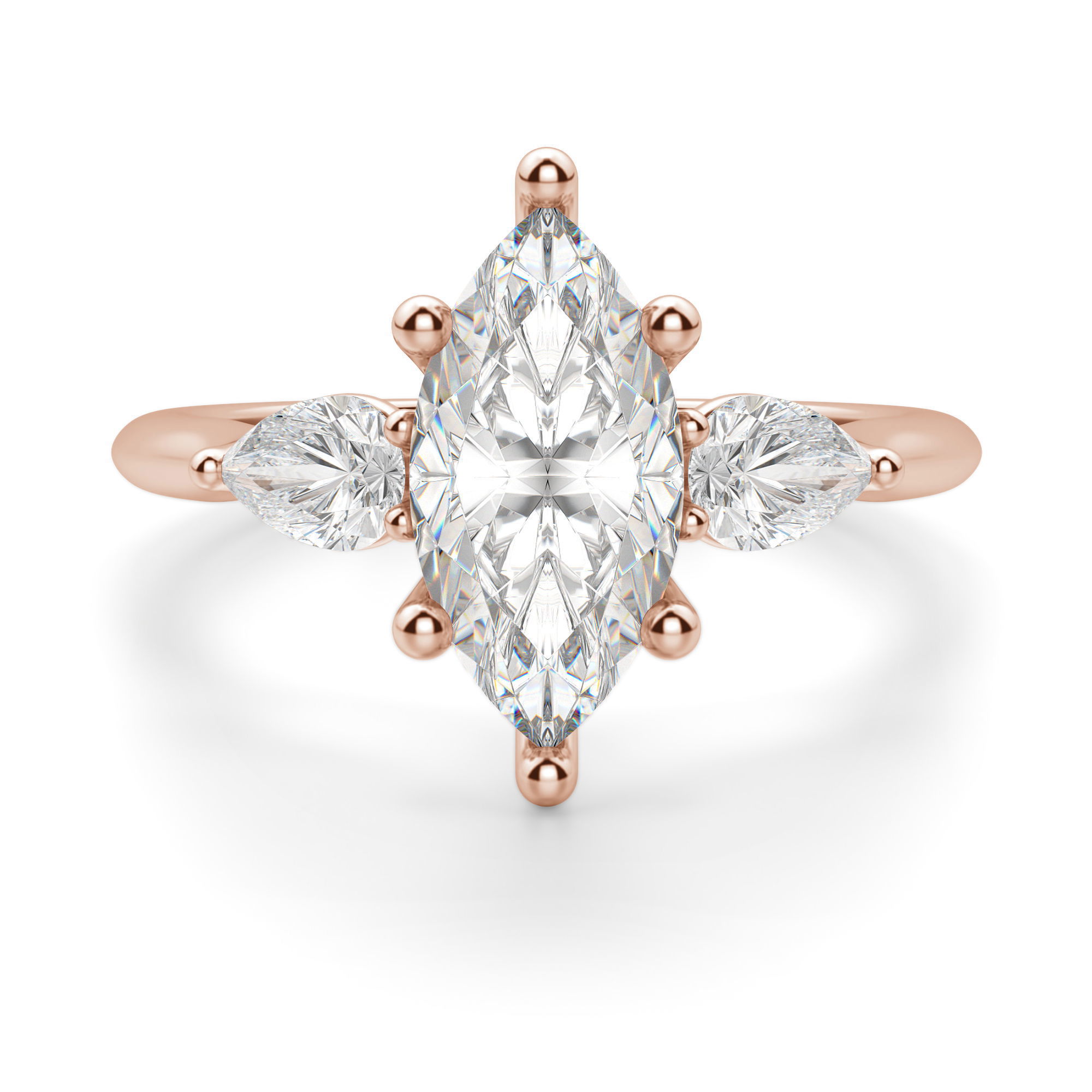 Pear Side Stone Classic Marquise Cut Engagement Ring