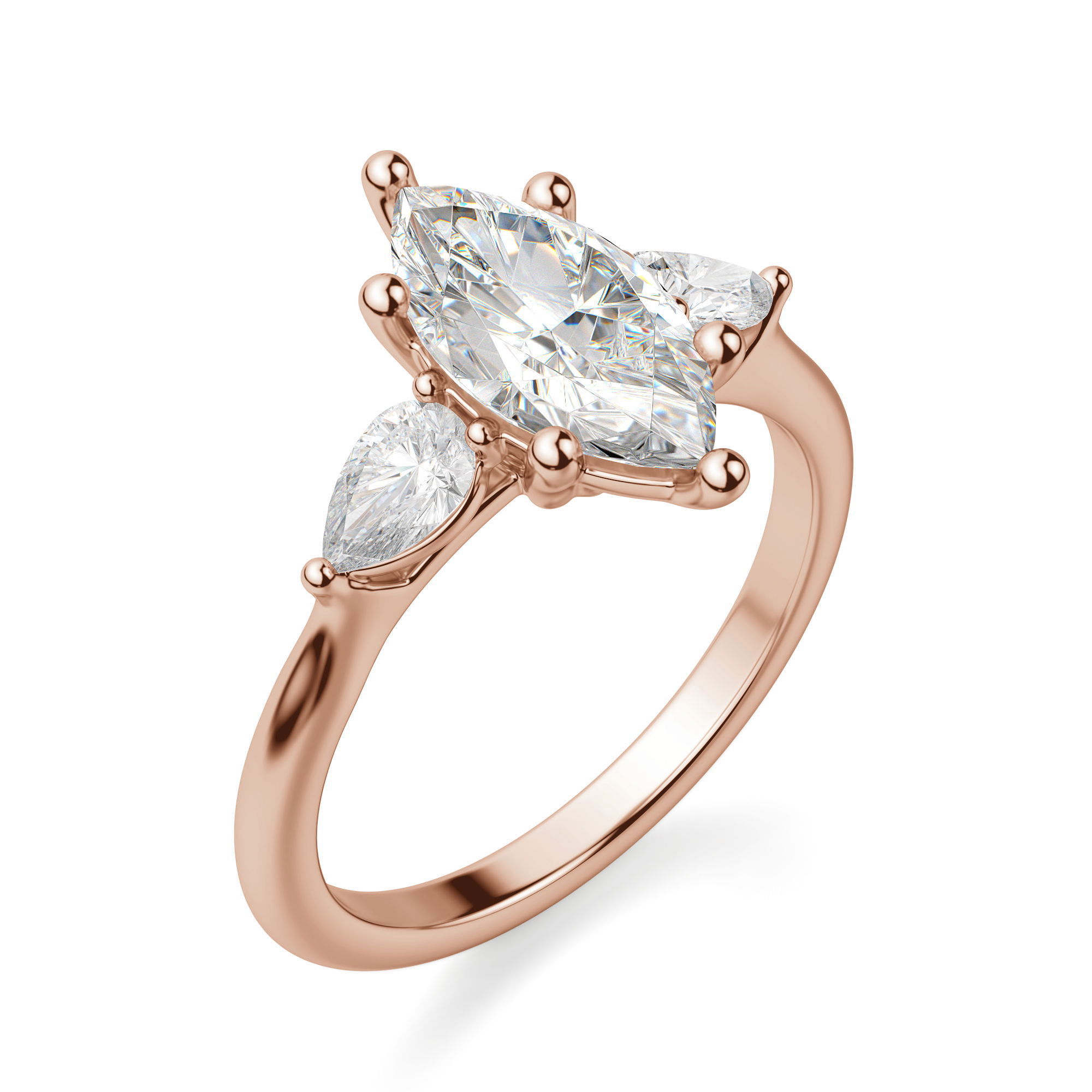 Pear Side Stone Classic Marquise Cut Engagement Ring