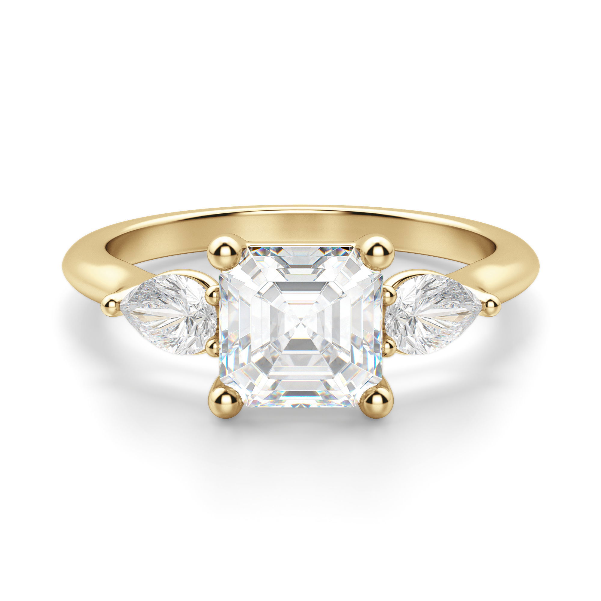Pear Side Stone Classic Asscher Cut Engagement Ring