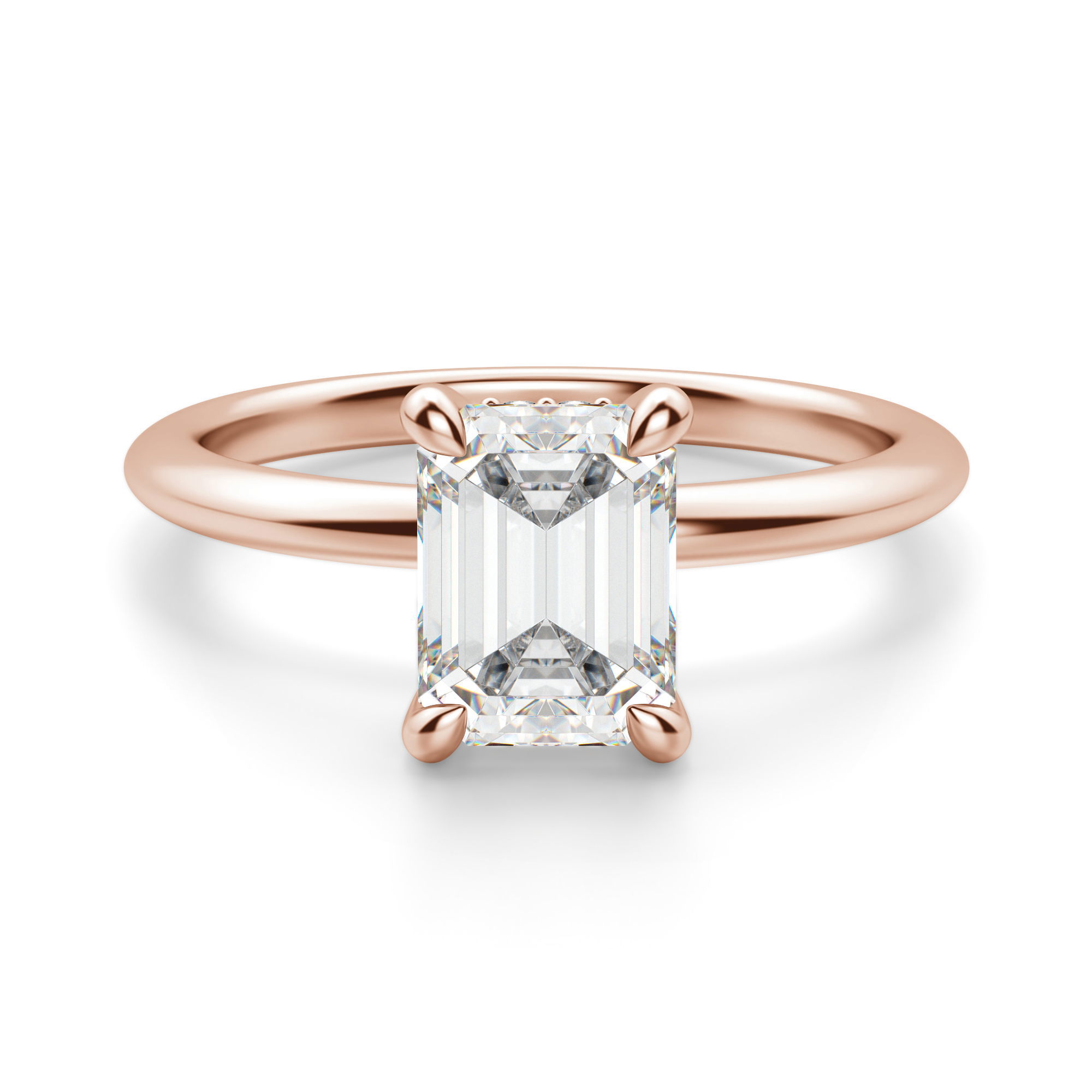 Hidden Halo Classic Emerald Cut Engagement Ring