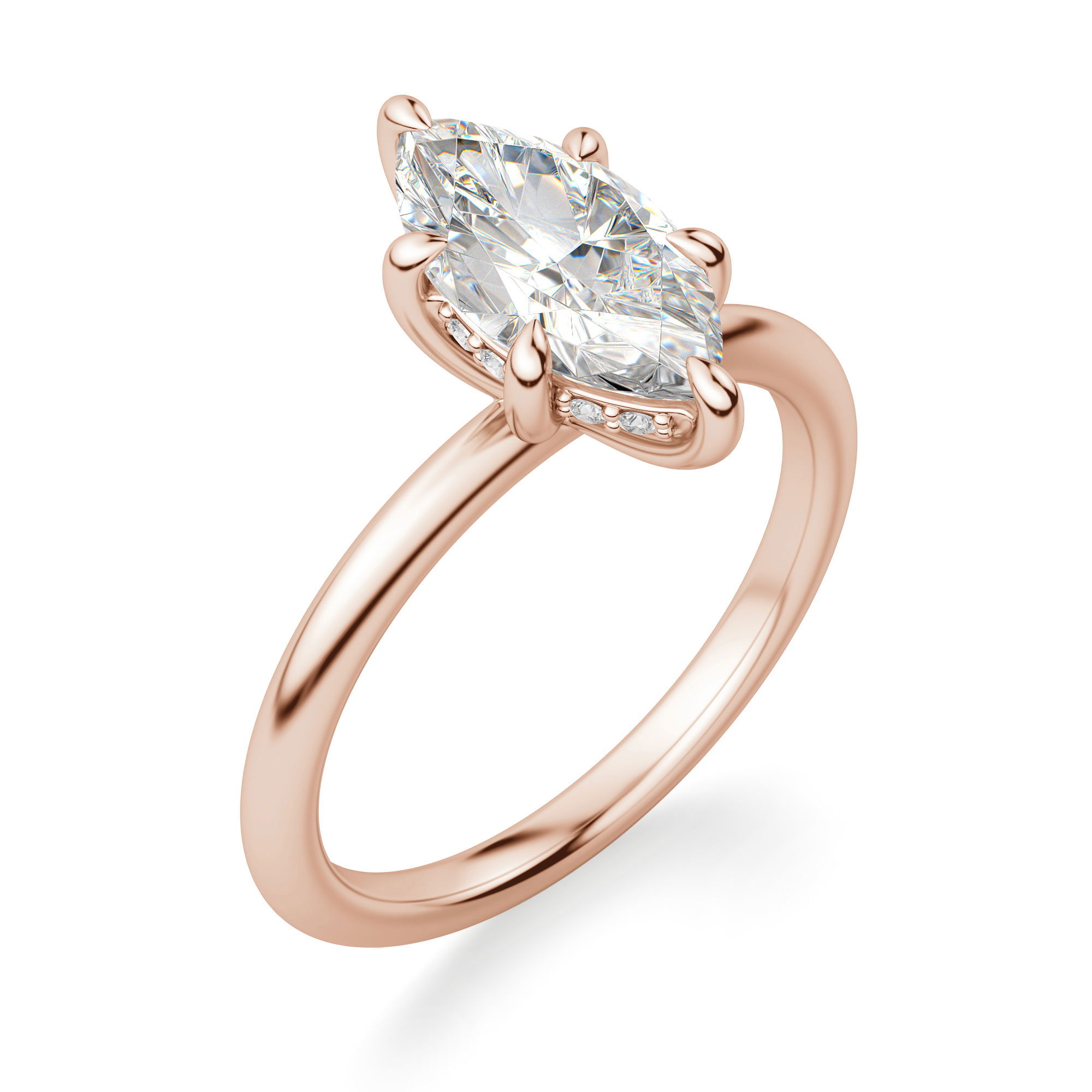Hidden Halo Classic Marquise Cut Engagement Ring