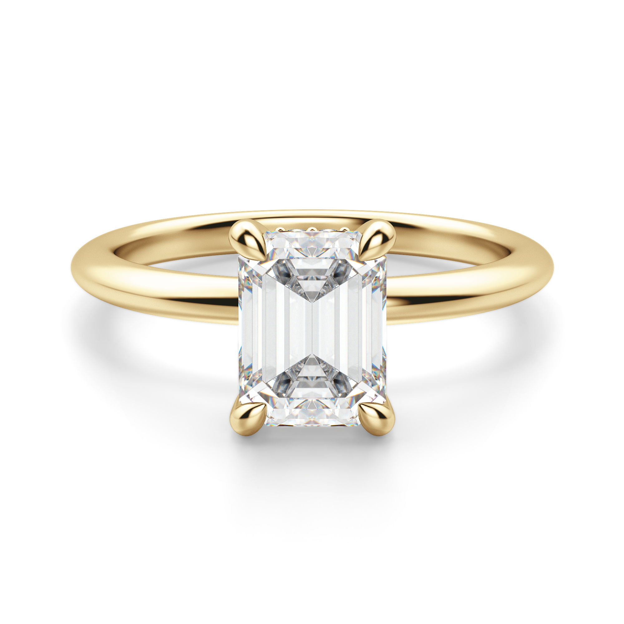 Hidden Halo Classic Emerald Cut Engagement Ring