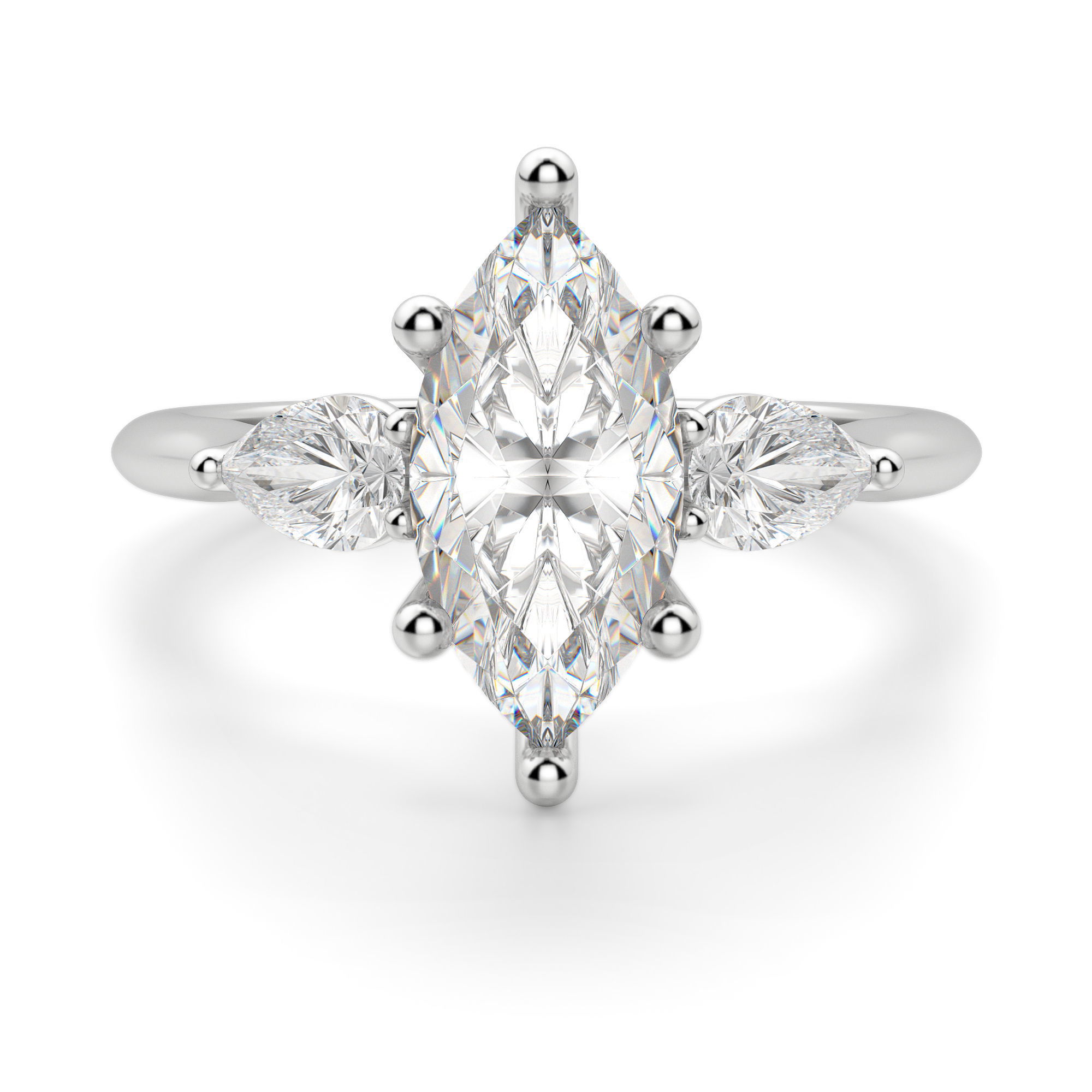 Pear Side Stone Classic Marquise Cut Engagement Ring