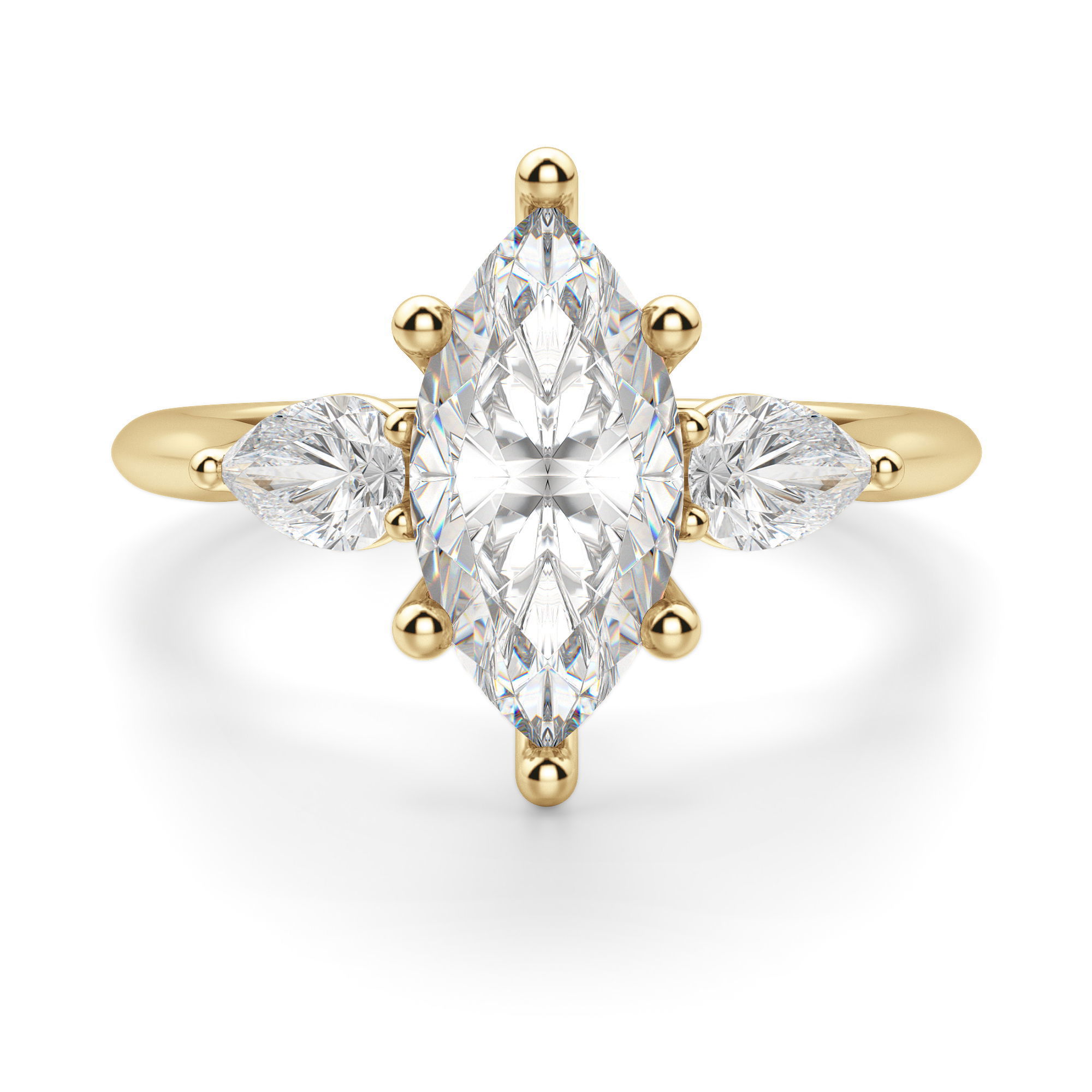 Pear Side Stone Classic Marquise Cut Engagement Ring