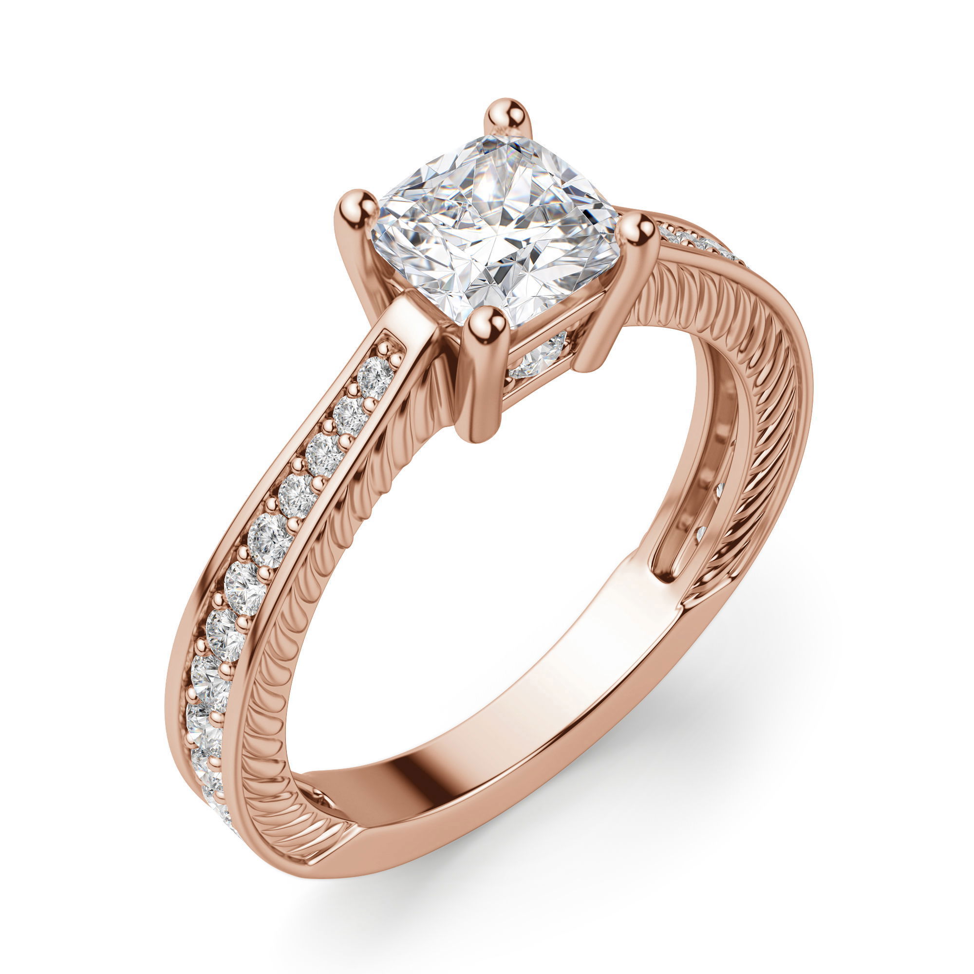 Sage Accented Cushion Cut Engagement Ring