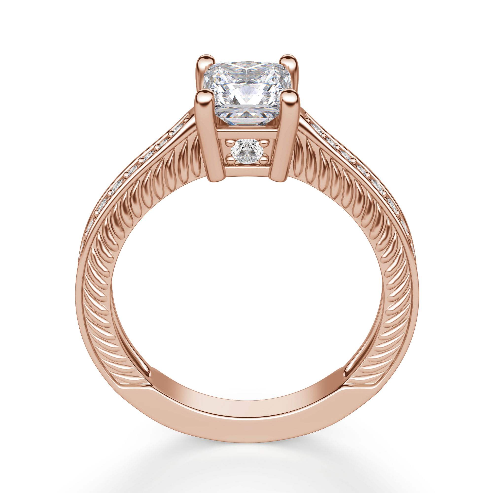 Sage Accented Princess Cut Engagement Ring