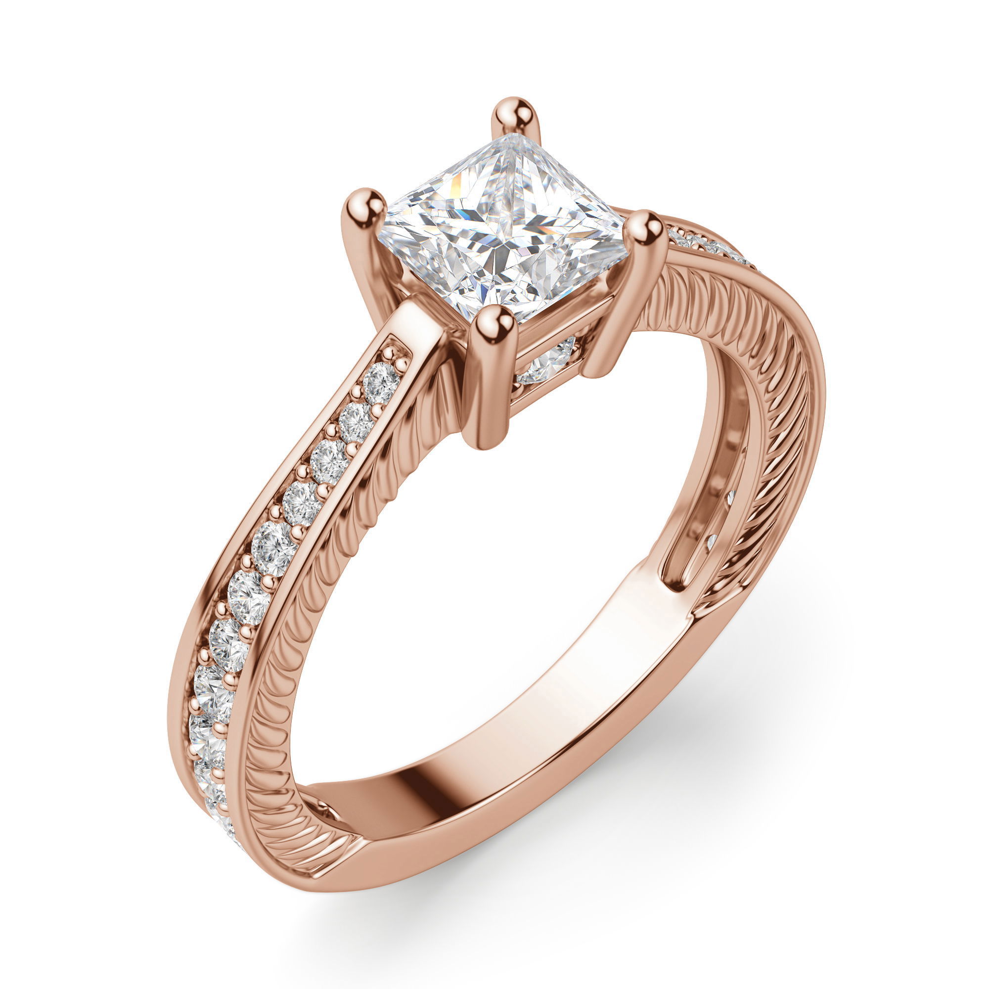 Sage Accented Princess Cut Engagement Ring