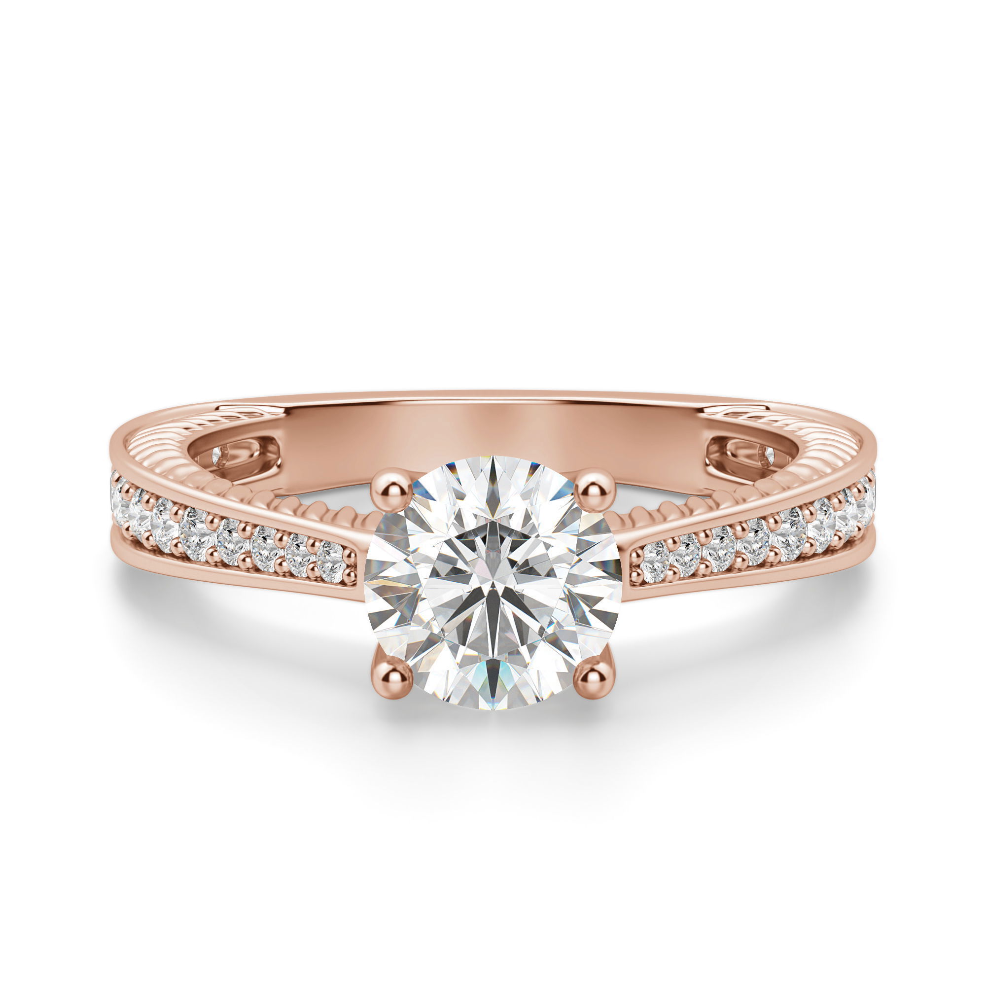Sage Accented Round Cut Engagement Ring