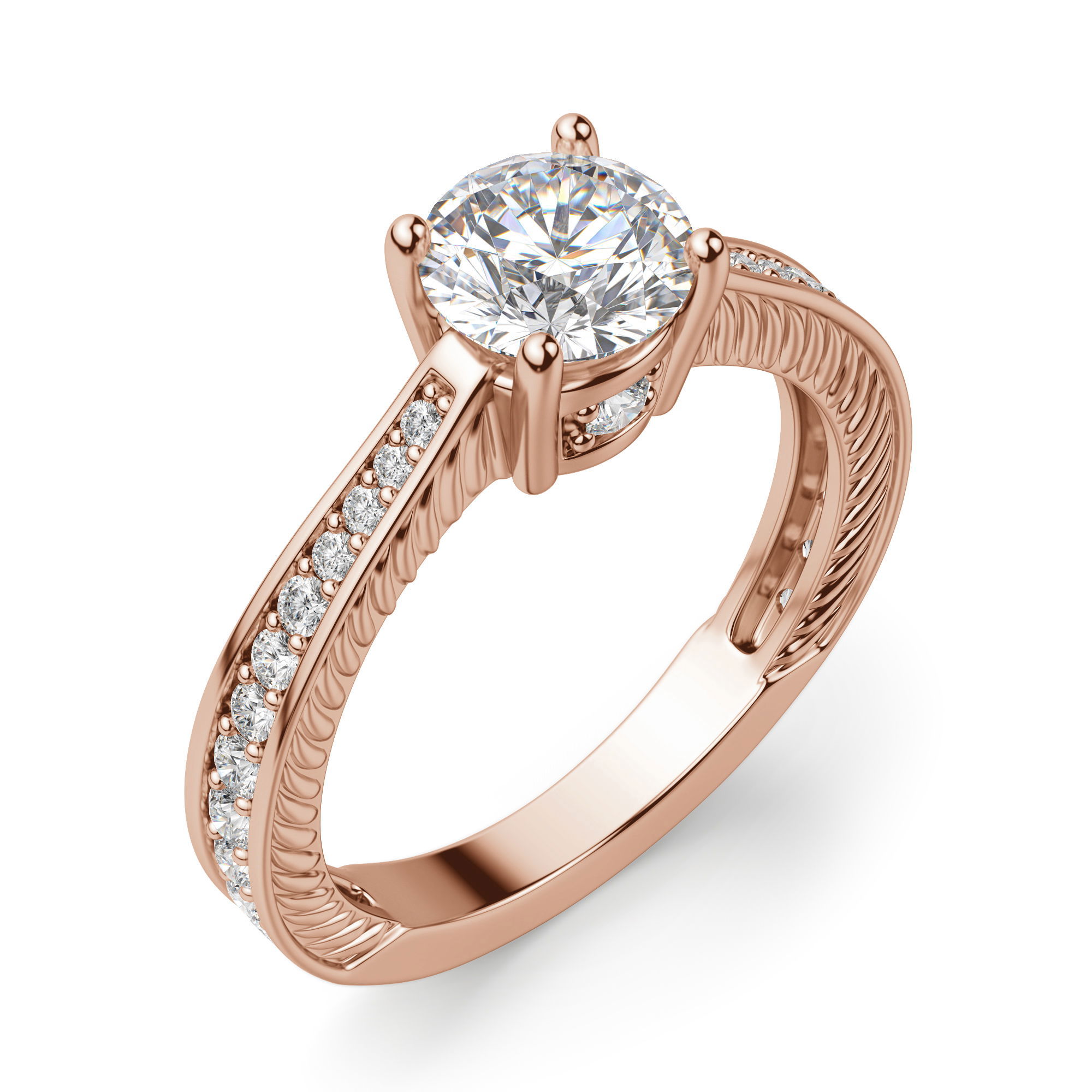 Sage Accented Round Cut Engagement Ring