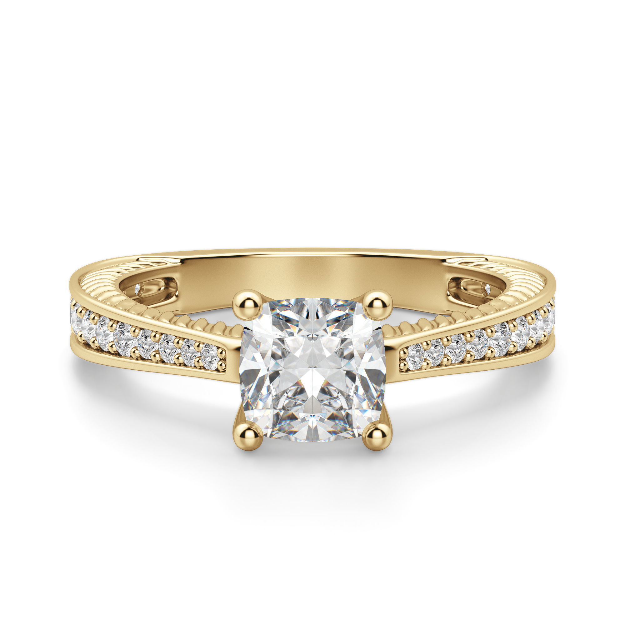 Sage Accented Cushion Cut Engagement Ring