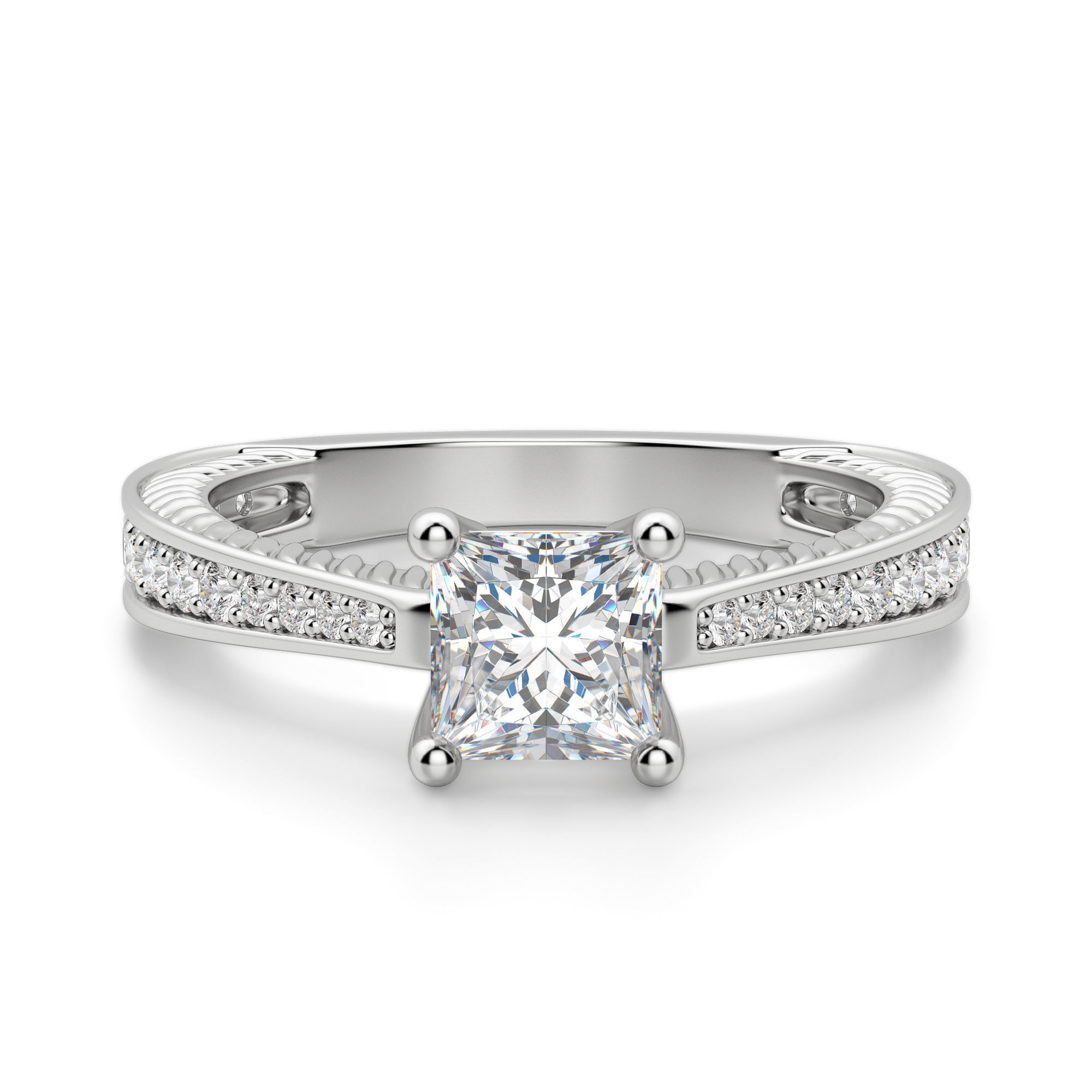 Sage Accented Princess Cut Engagement Ring