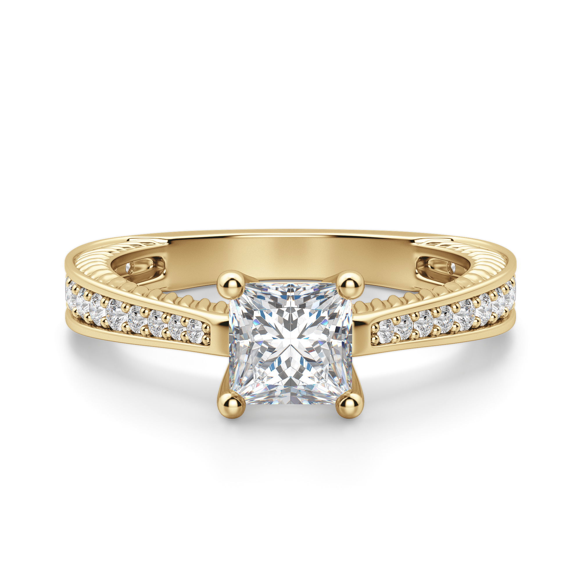 Sage Accented Princess Cut Engagement Ring