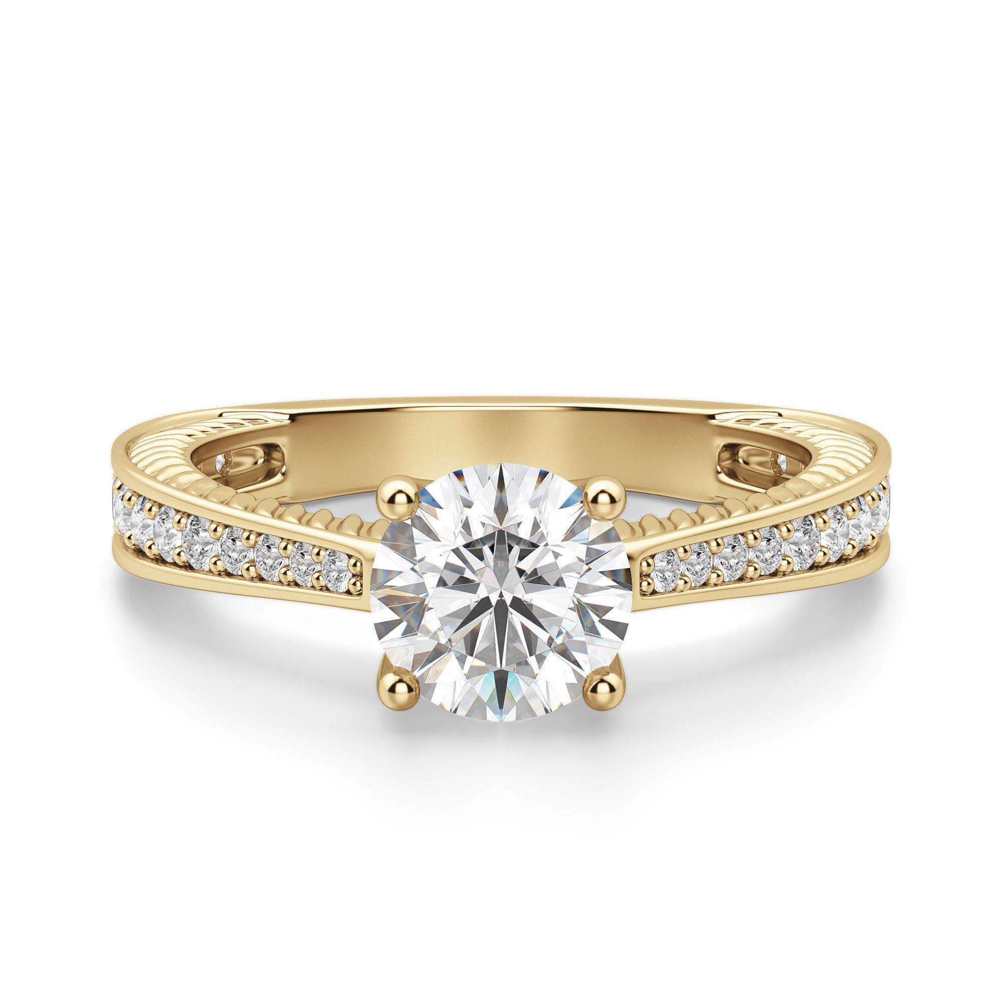 Sage Accented Round Cut Engagement Ring