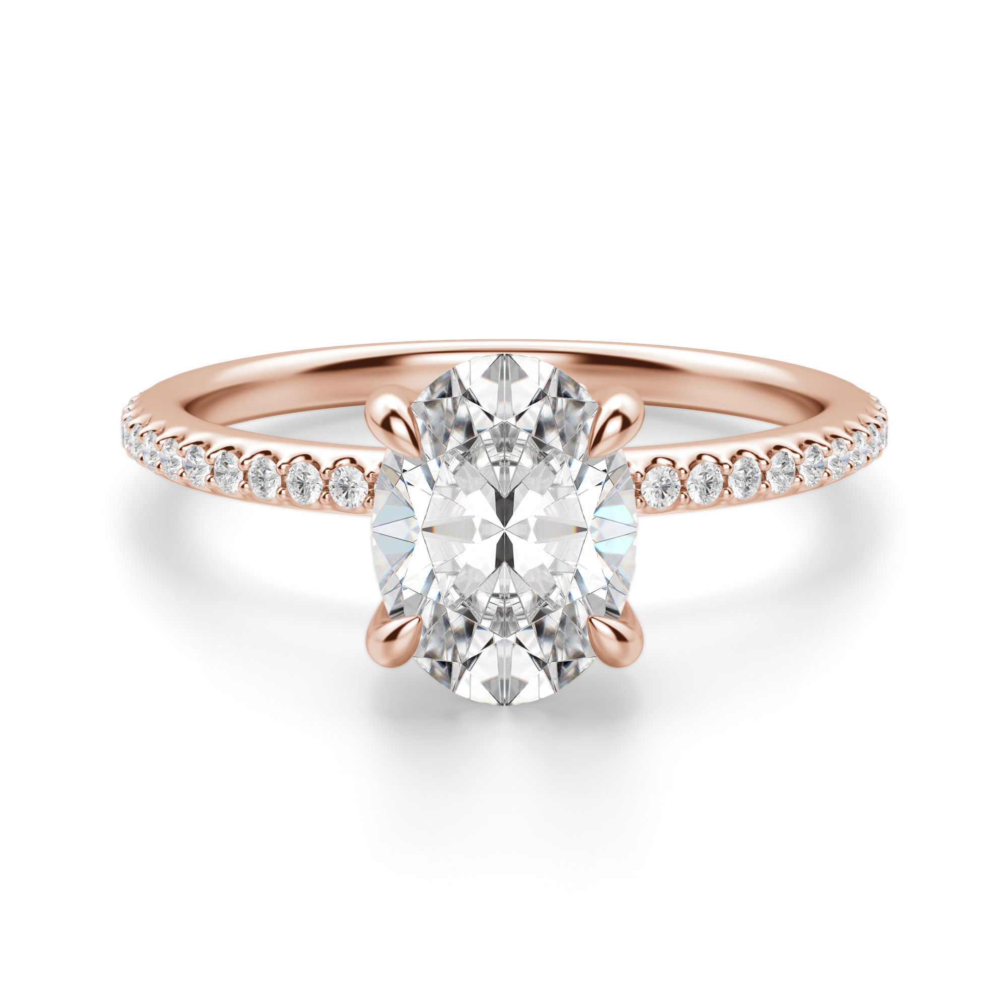 Hidden Halo Accented Oval Cut Engagement Ring