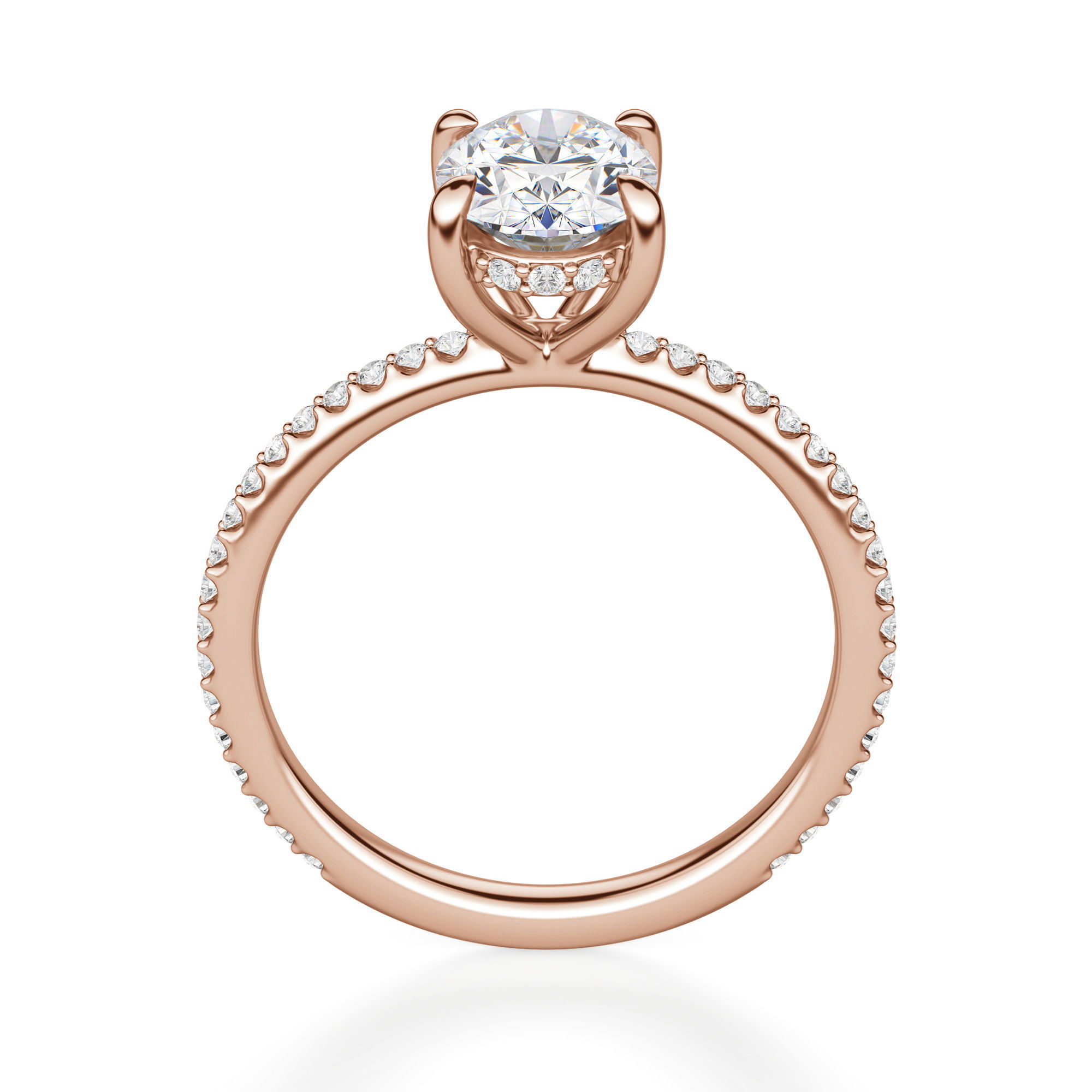 Hidden Halo Accented Oval Cut Engagement Ring