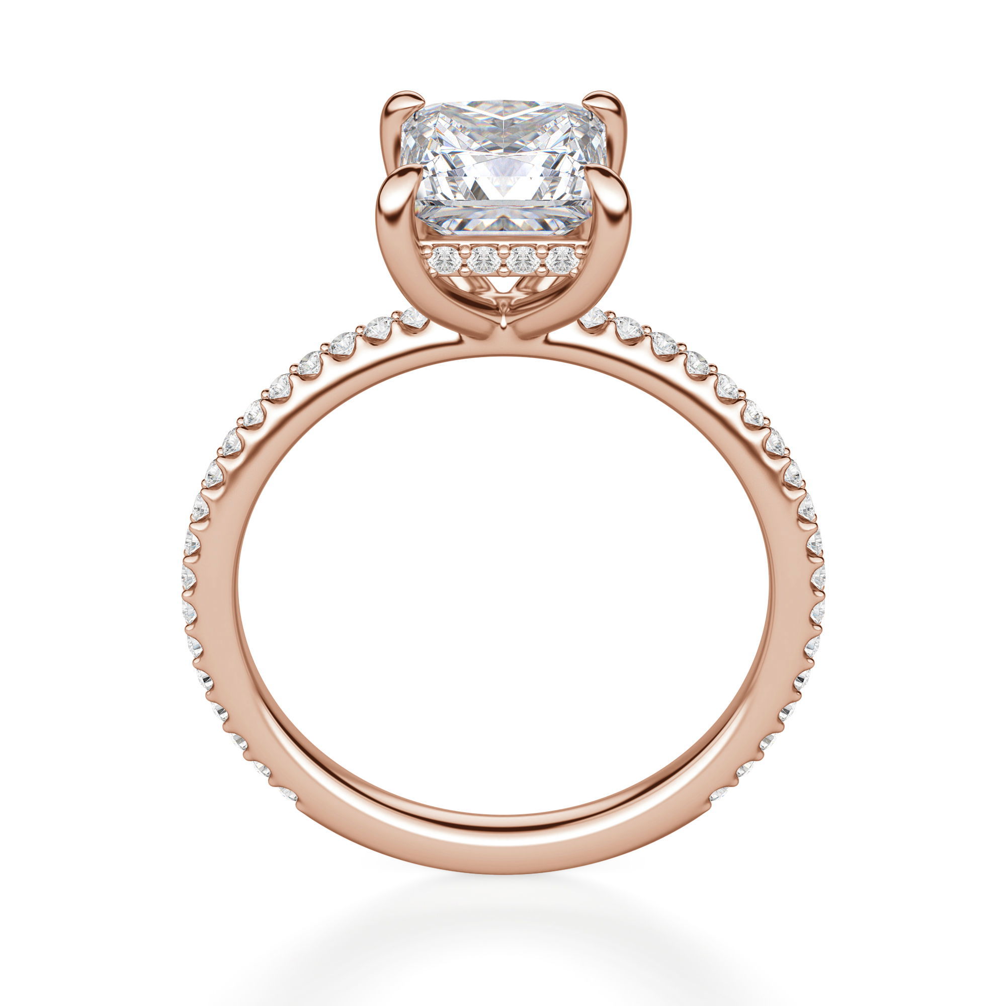 Hidden Halo Accented Princess Cut Engagement Ring