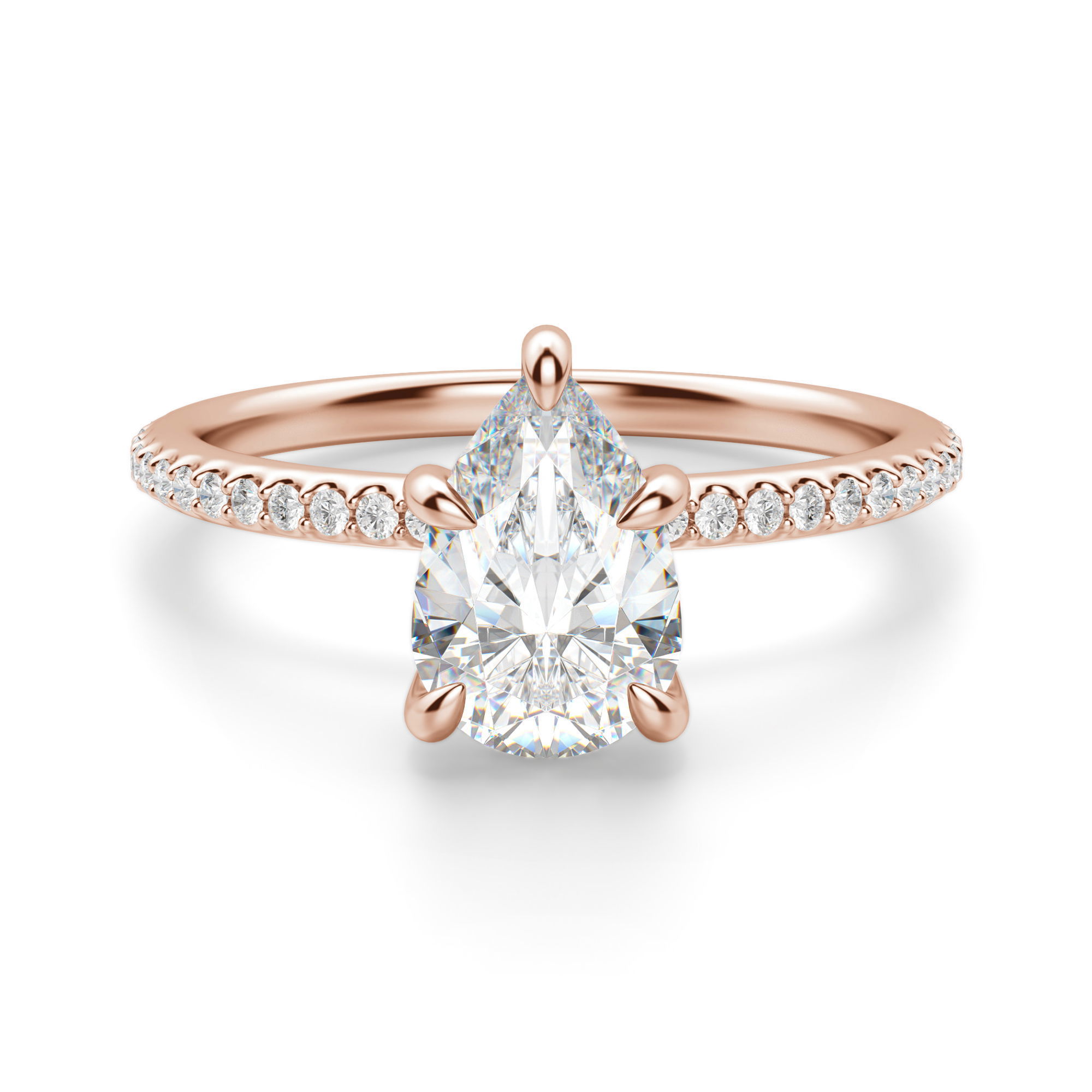 Hidden Halo Accented Pear Cut Engagement Ring