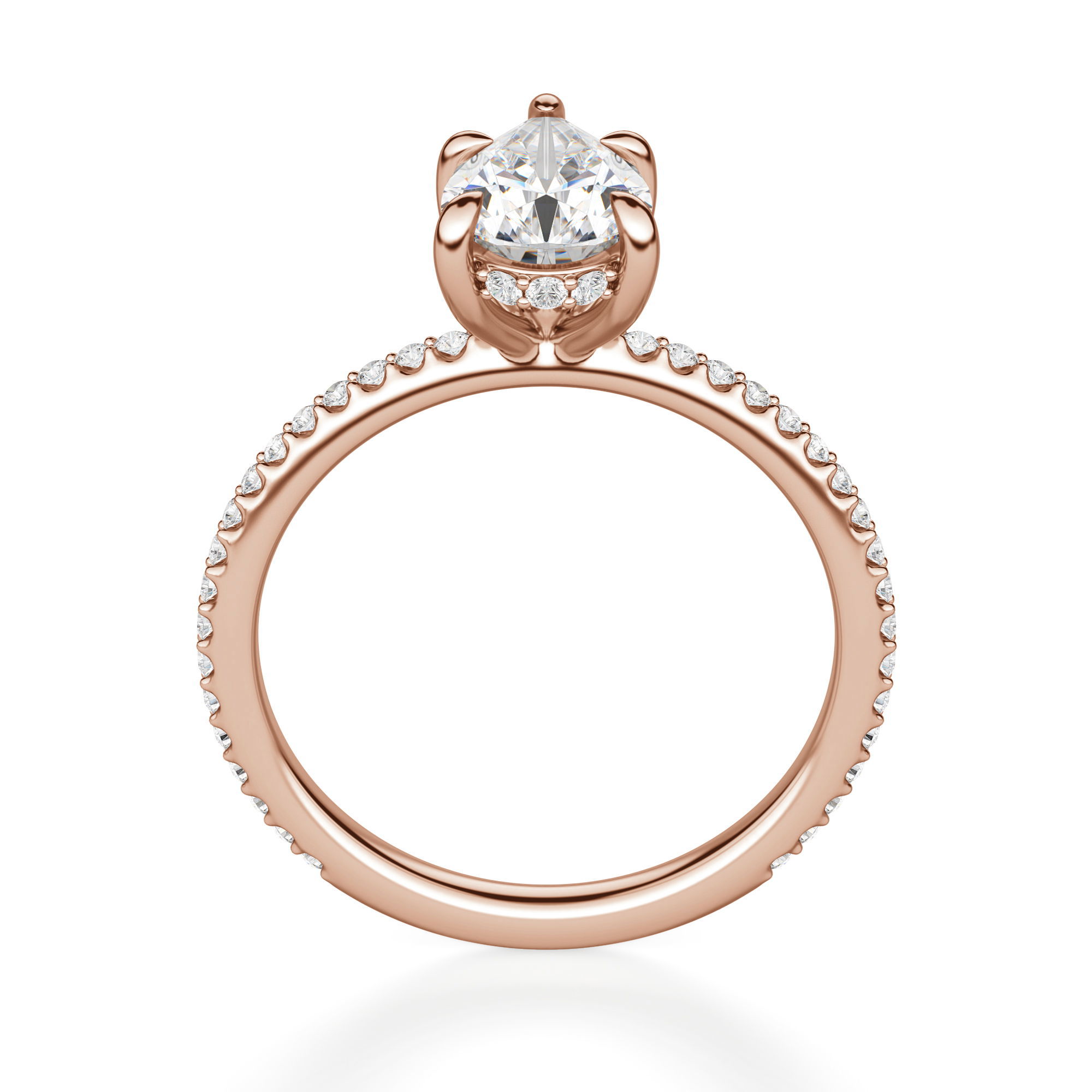 Hidden Halo Accented Pear Cut Engagement Ring