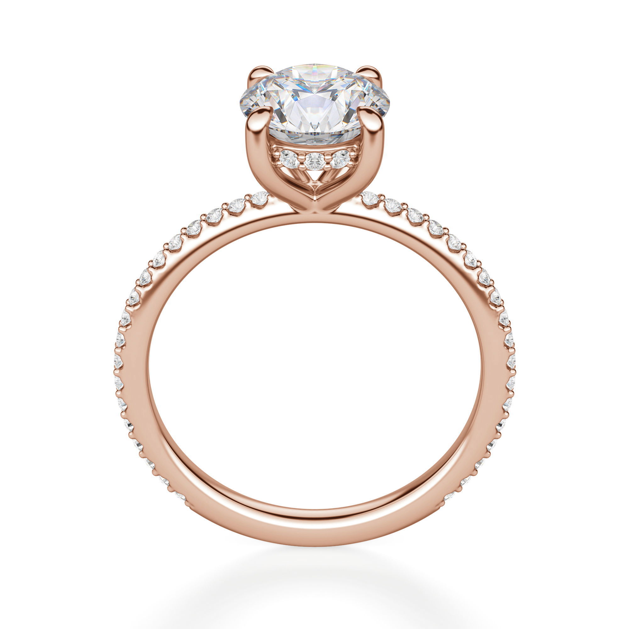 Hidden Halo Accented Round Cut Engagement Ring