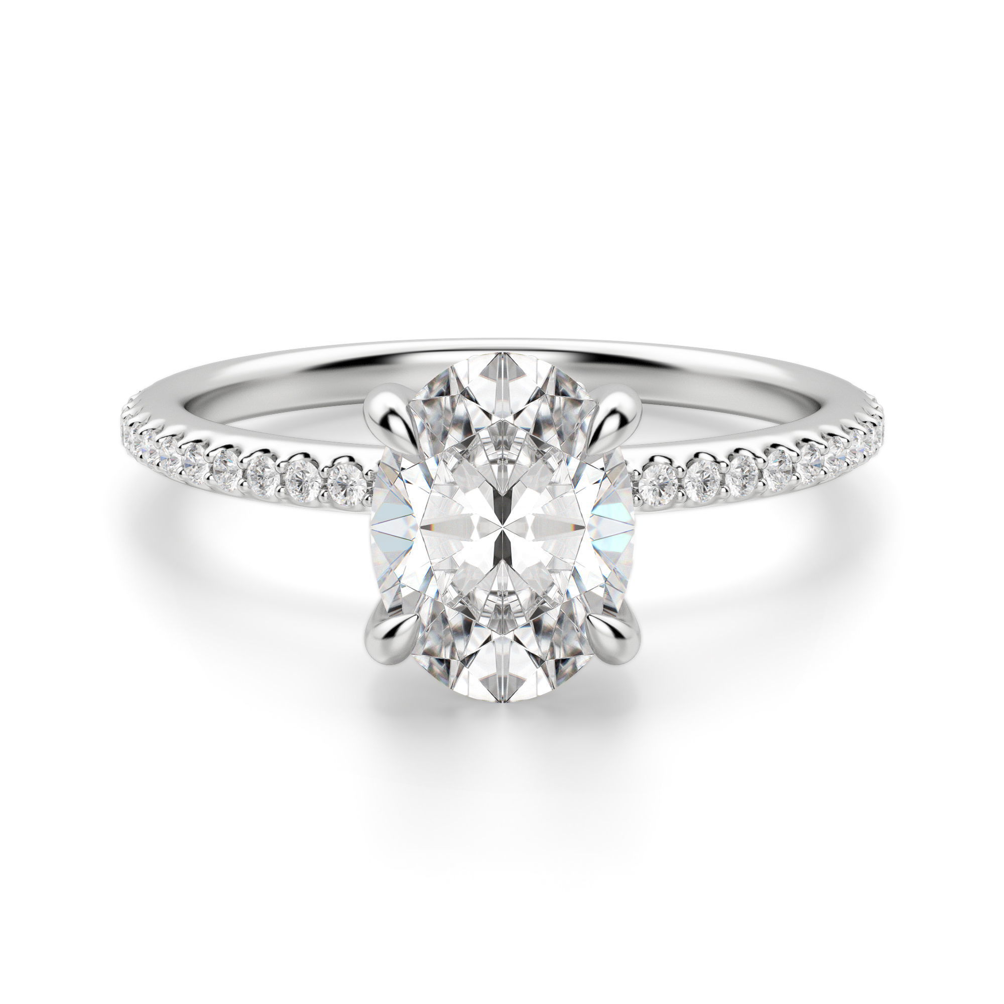 Hidden Halo Accented Oval Cut Engagement Ring
