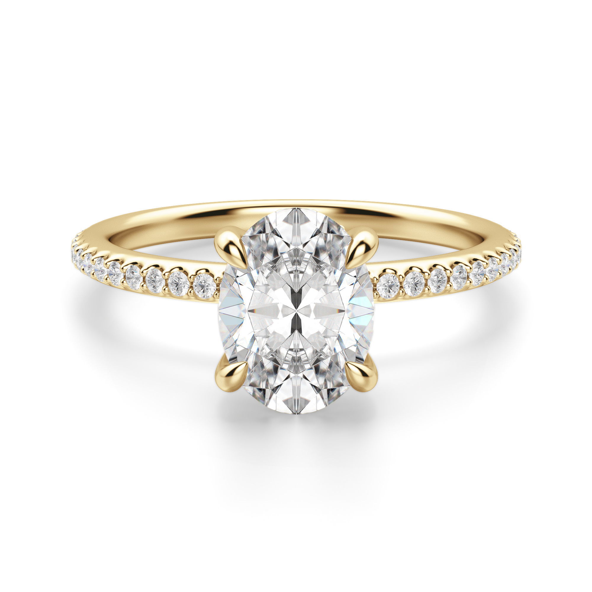 Hidden Halo Accented Oval Cut Engagement Ring