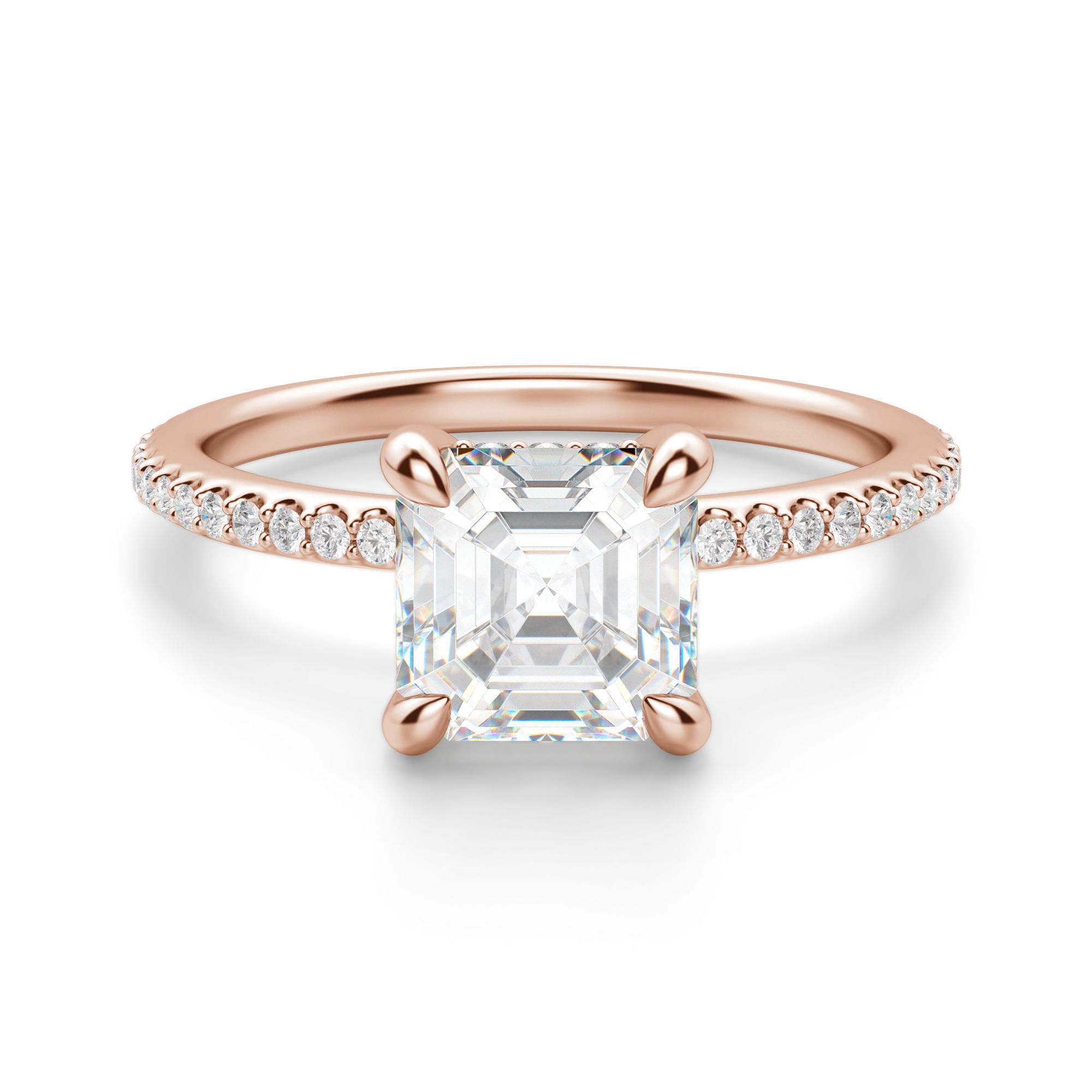 Hidden Halo Accented Asscher Cut Engagement Ring