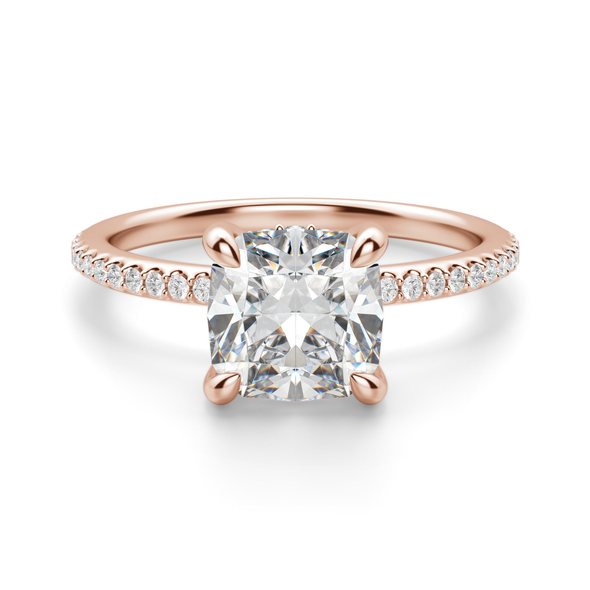 Hidden Halo Accented Cushion Cut Engagement Ring