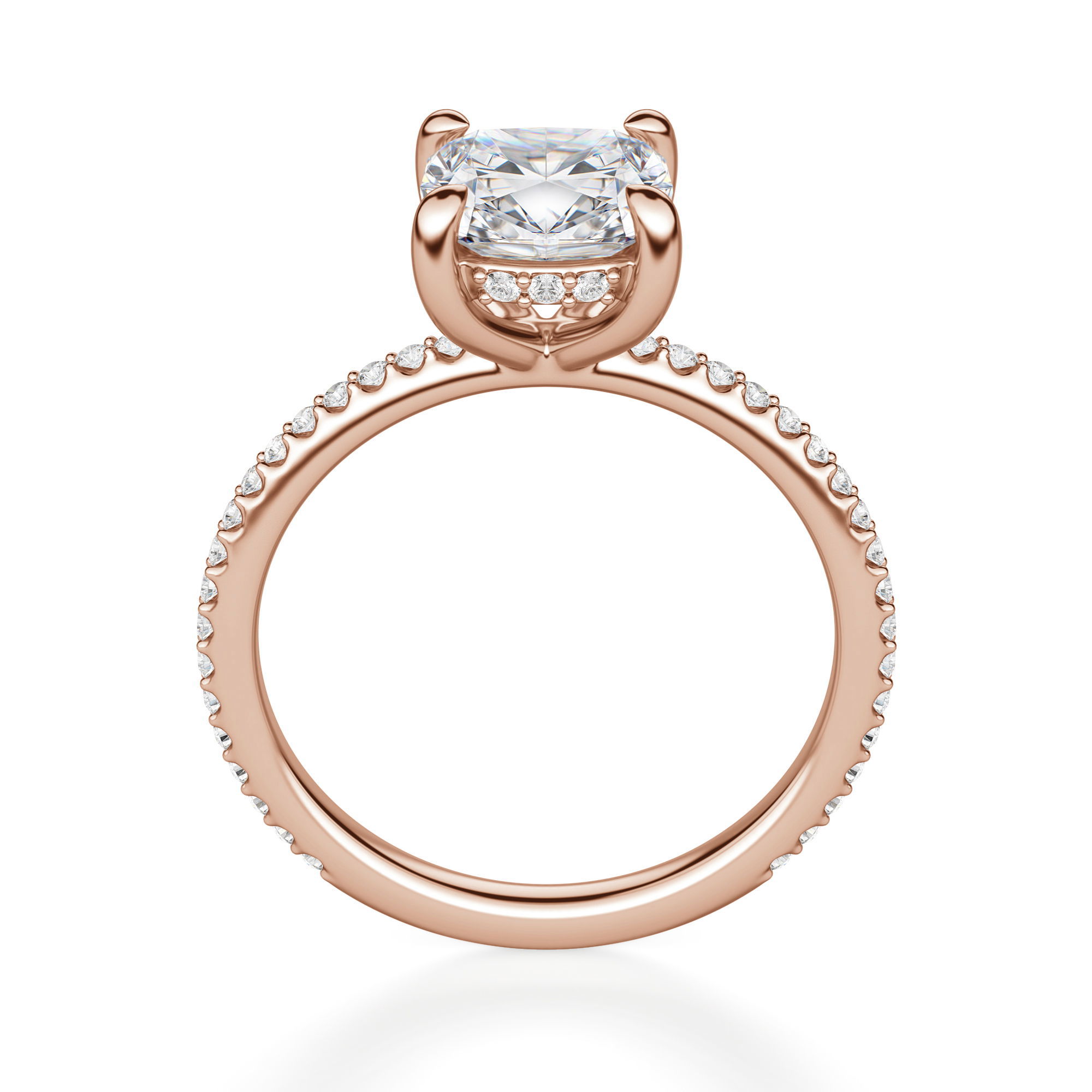 Hidden Halo Accented Cushion Cut Engagement Ring